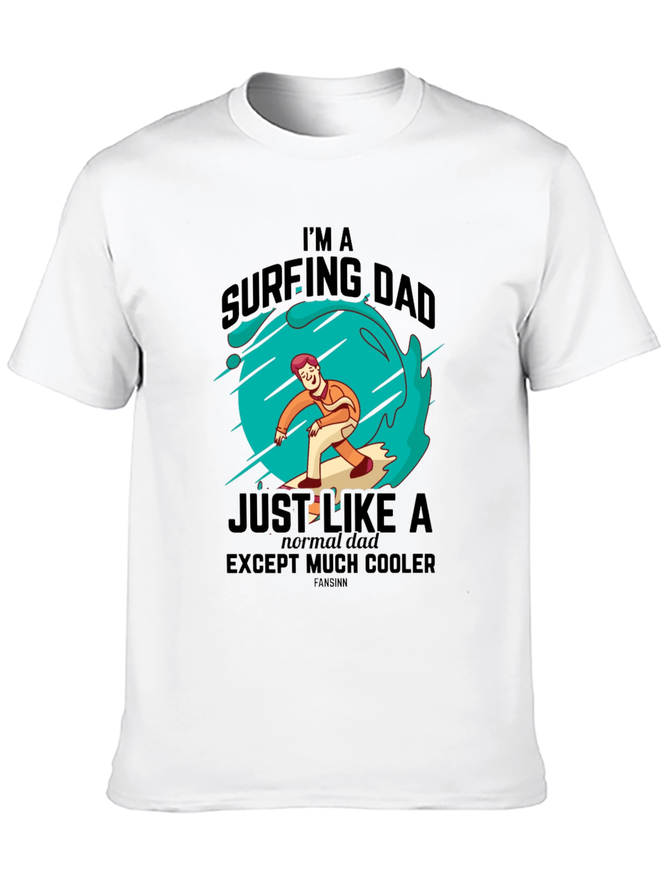 Black Surfing Dad Cool Graphic Tee view 10