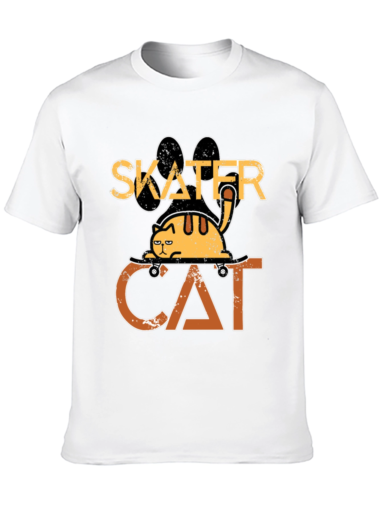 Black Skater Cat Graphic Tee - Cool & Funny Cat T-Shirt view 10