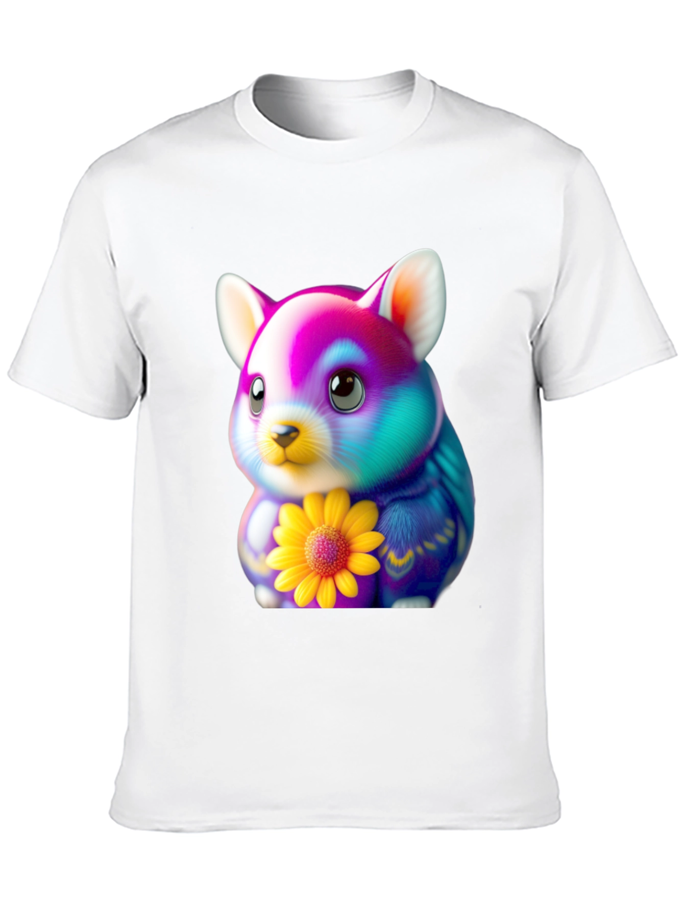 Black Cute Hamster T-Shirt with Sunflower Graphic view 10