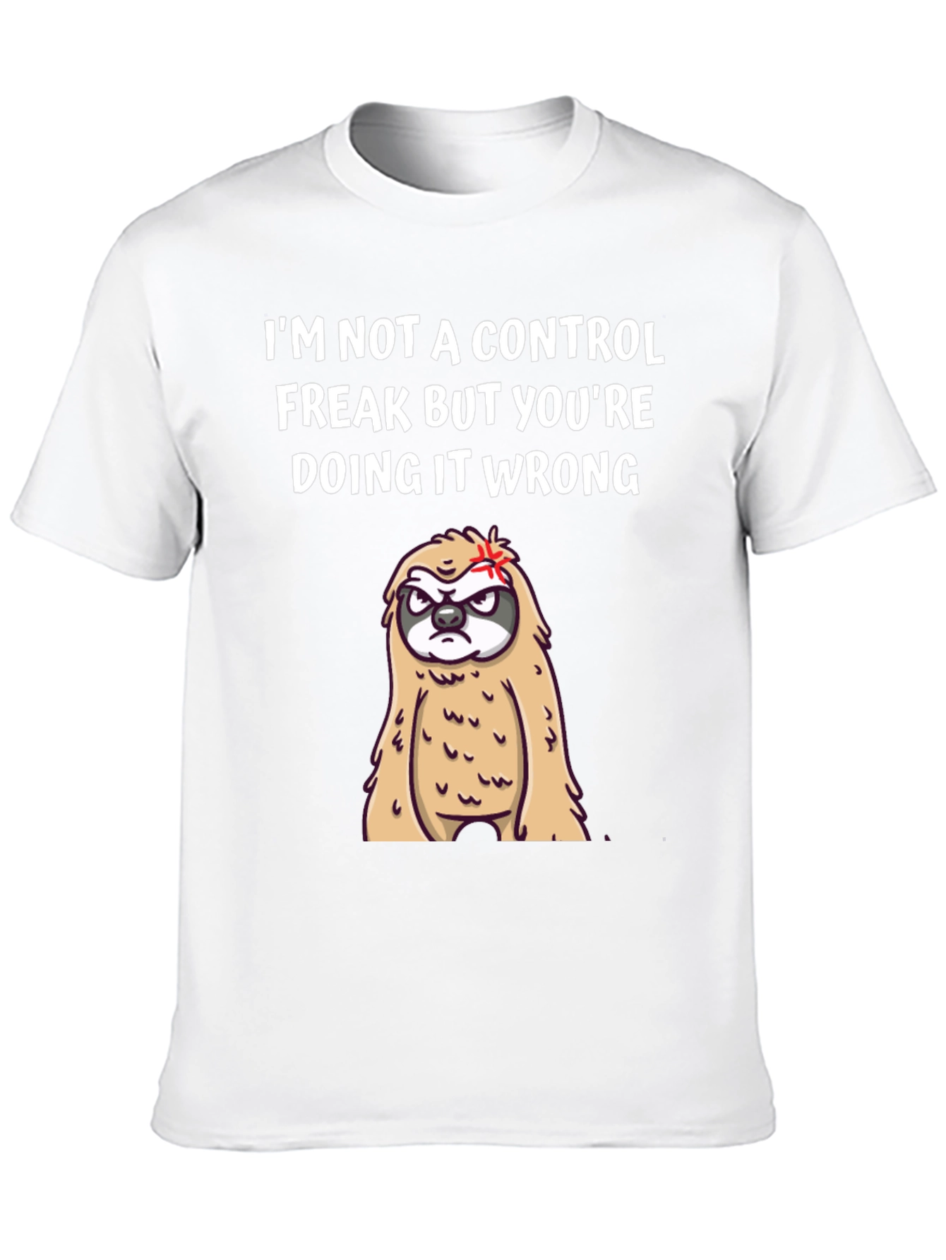 Black Control Freak Sloth Graphic T-Shirt - Funny Slogan Tee view 10