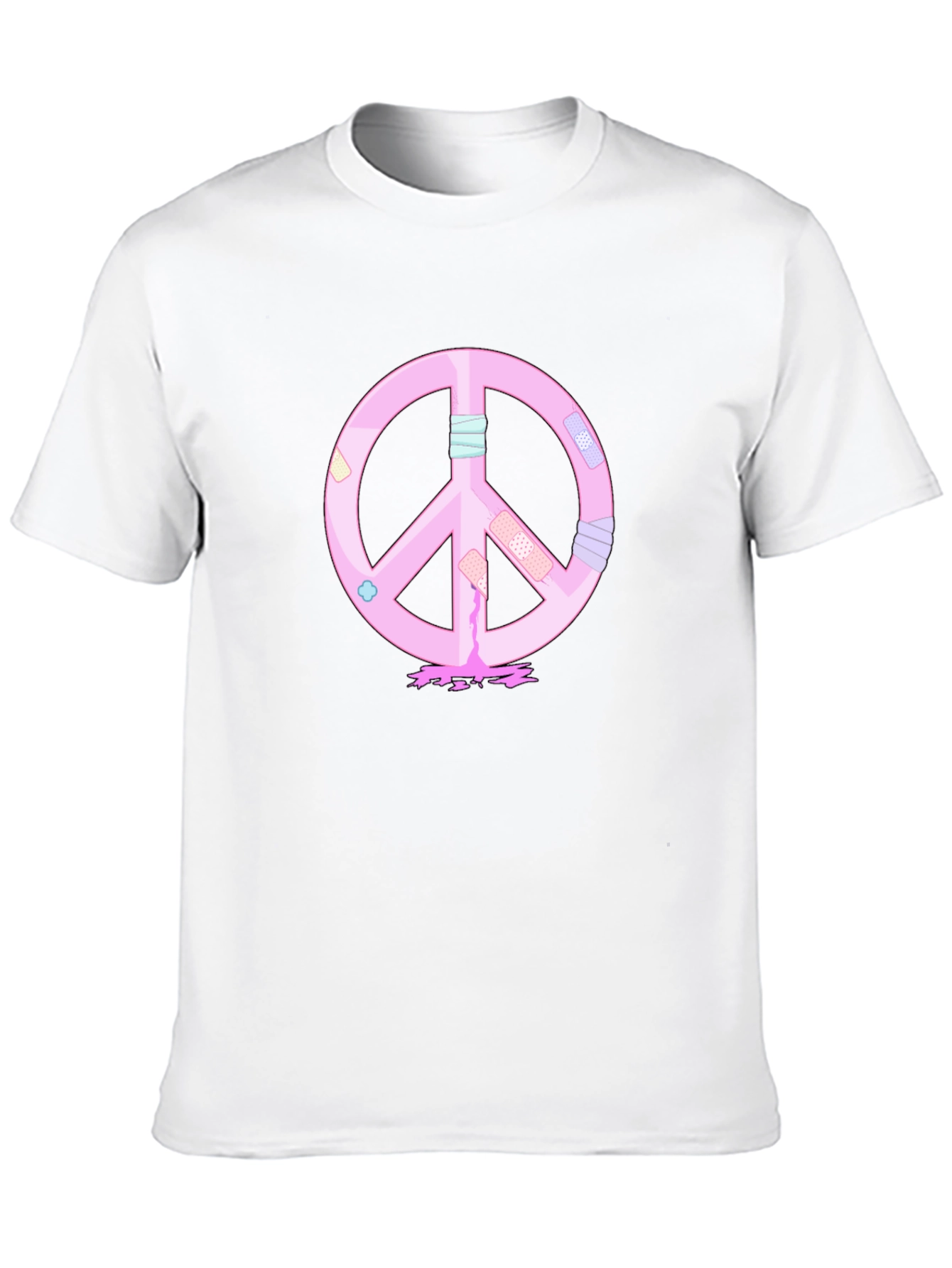 Black Peace Sign T-Shirt - Pink Bandage Design view 10