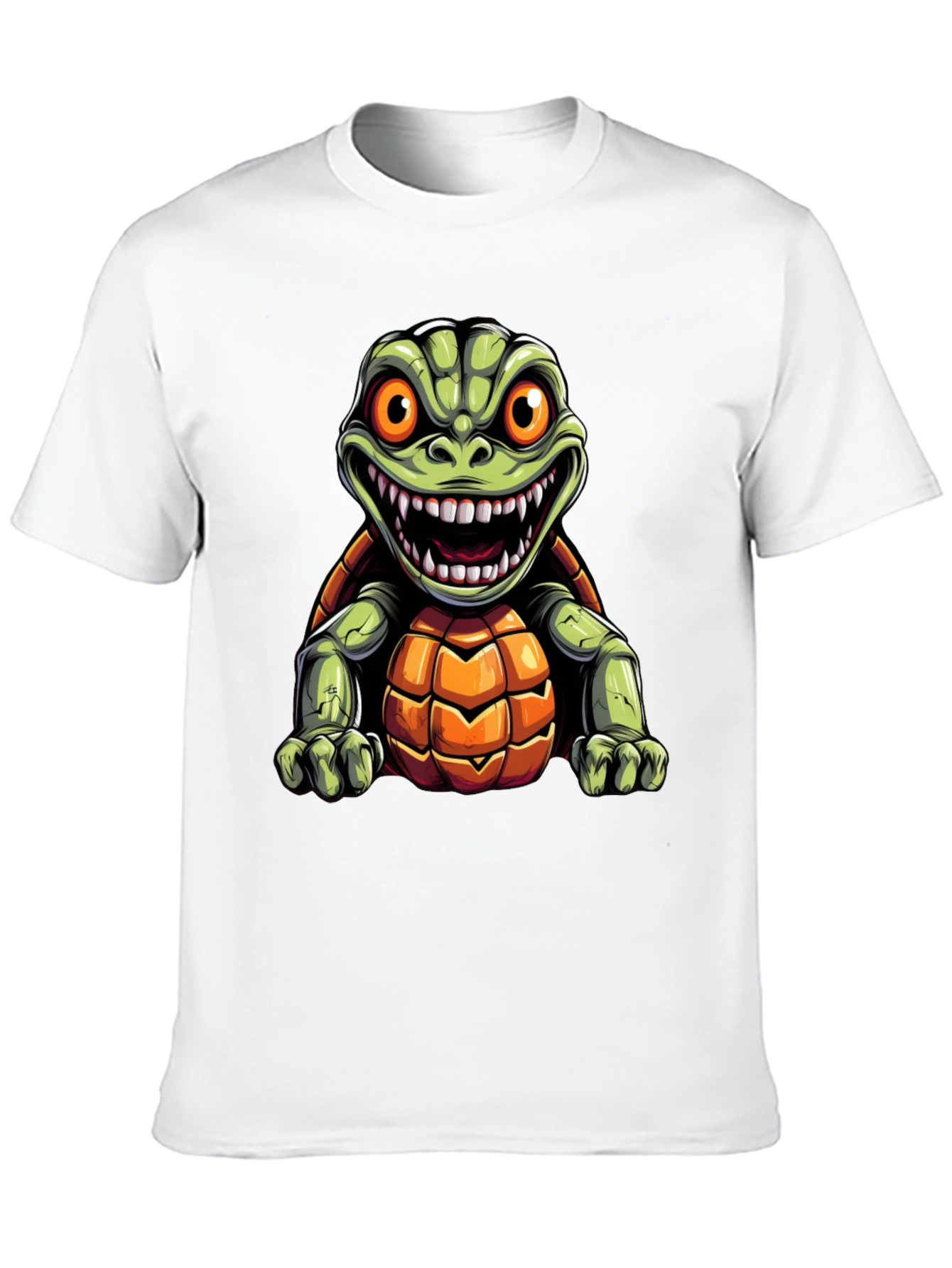 Black Men's Black T-Shirt with Cartoon Turtle Graphic view 10