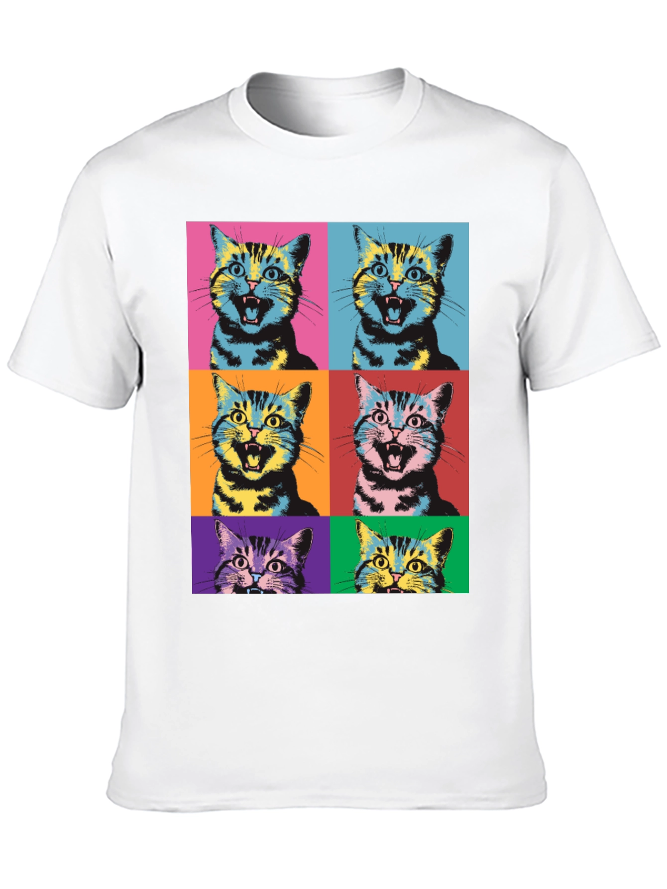 Black Pop Art Cat Graphic T-Shirt - Unique Style view 10