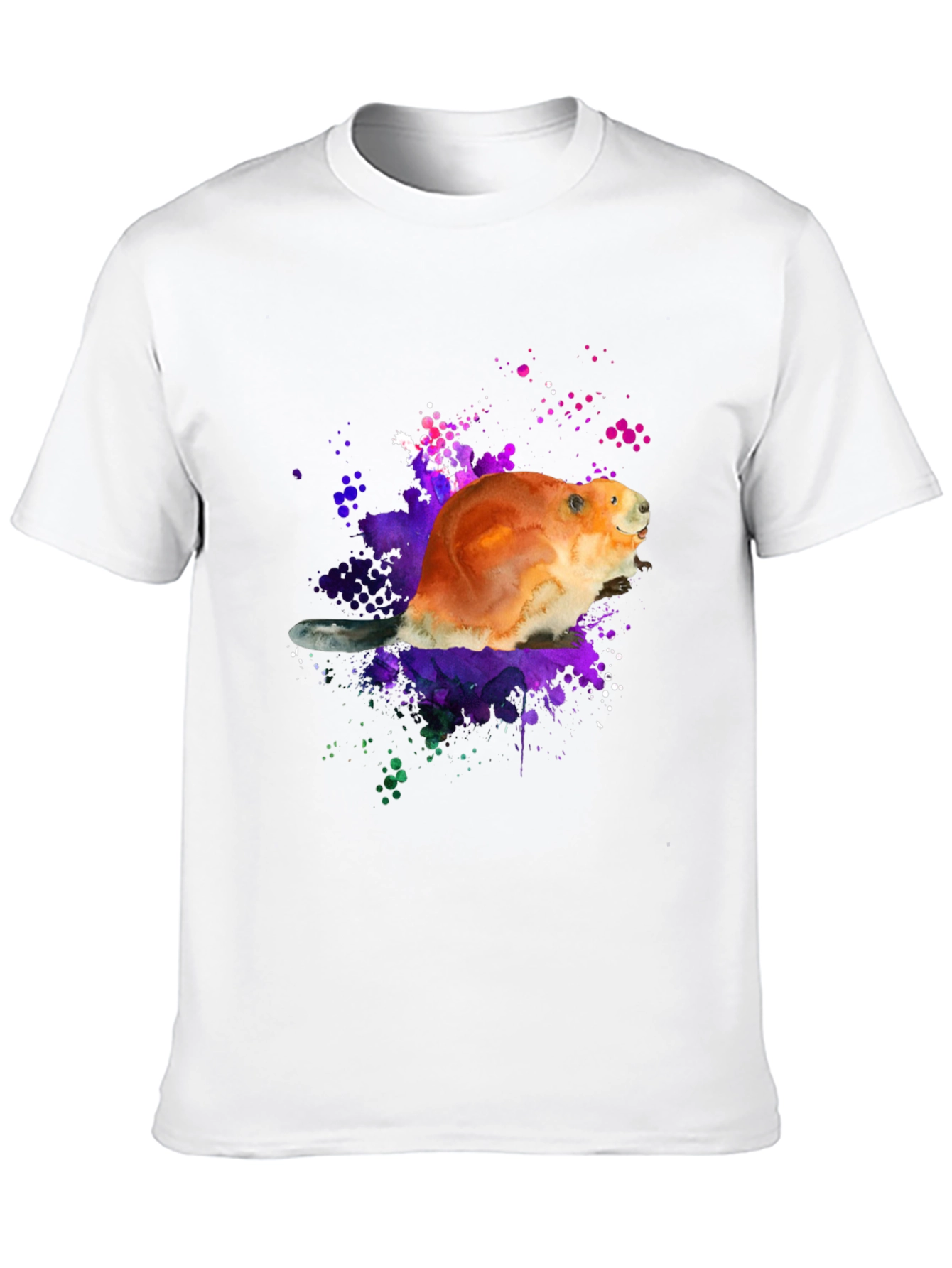 Black Beaver Watercolor Graphic T-Shirt view 10