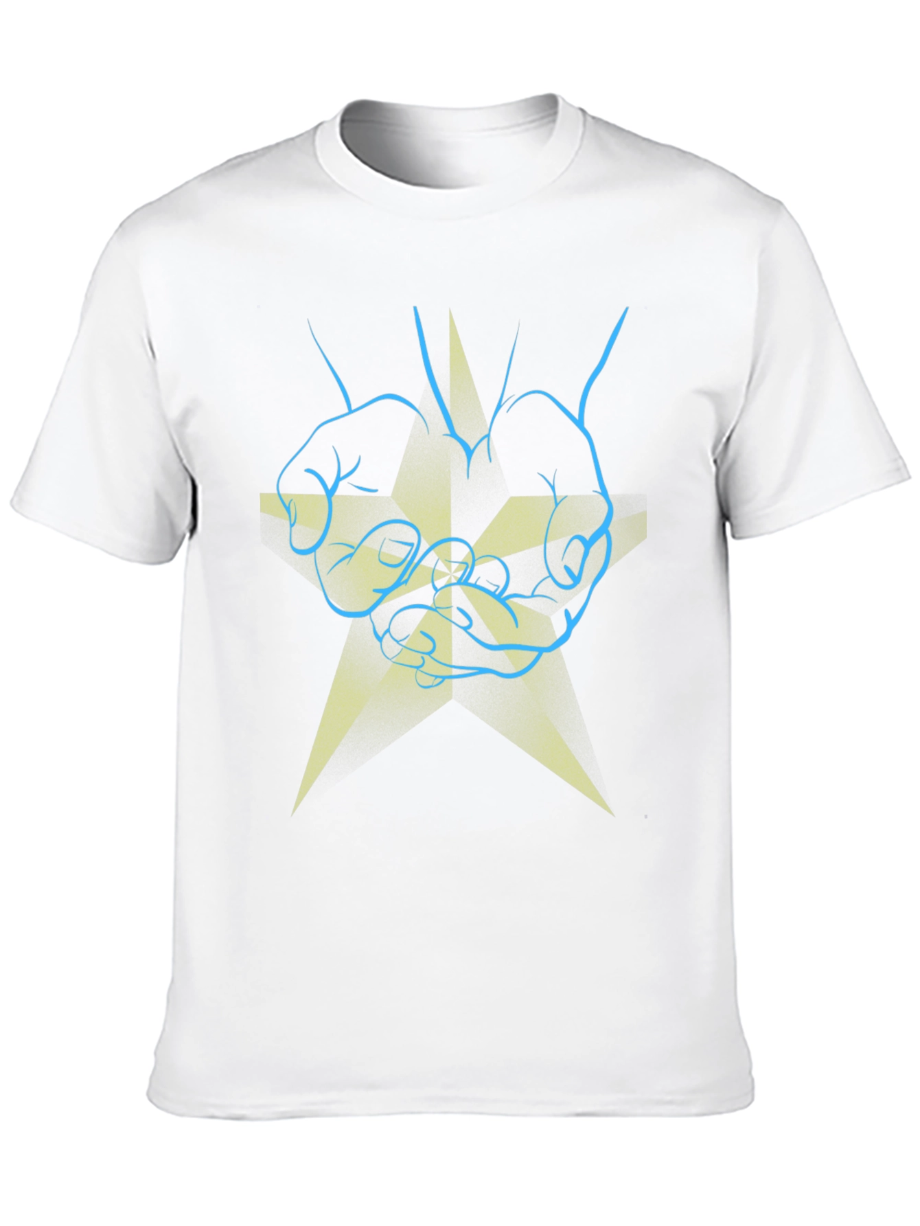 Black Graphic Print T-Shirt - Hands & Star Design view 10