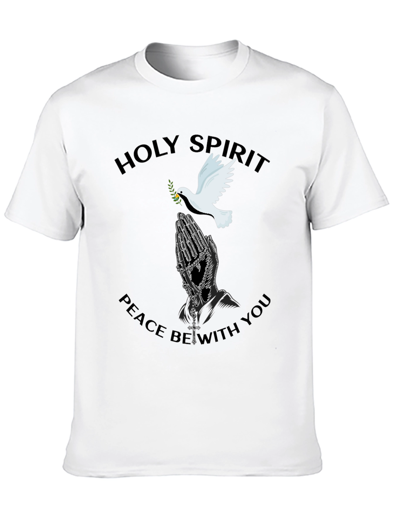 Black Holy Spirit Dove Graphic Black T-Shirt view 10