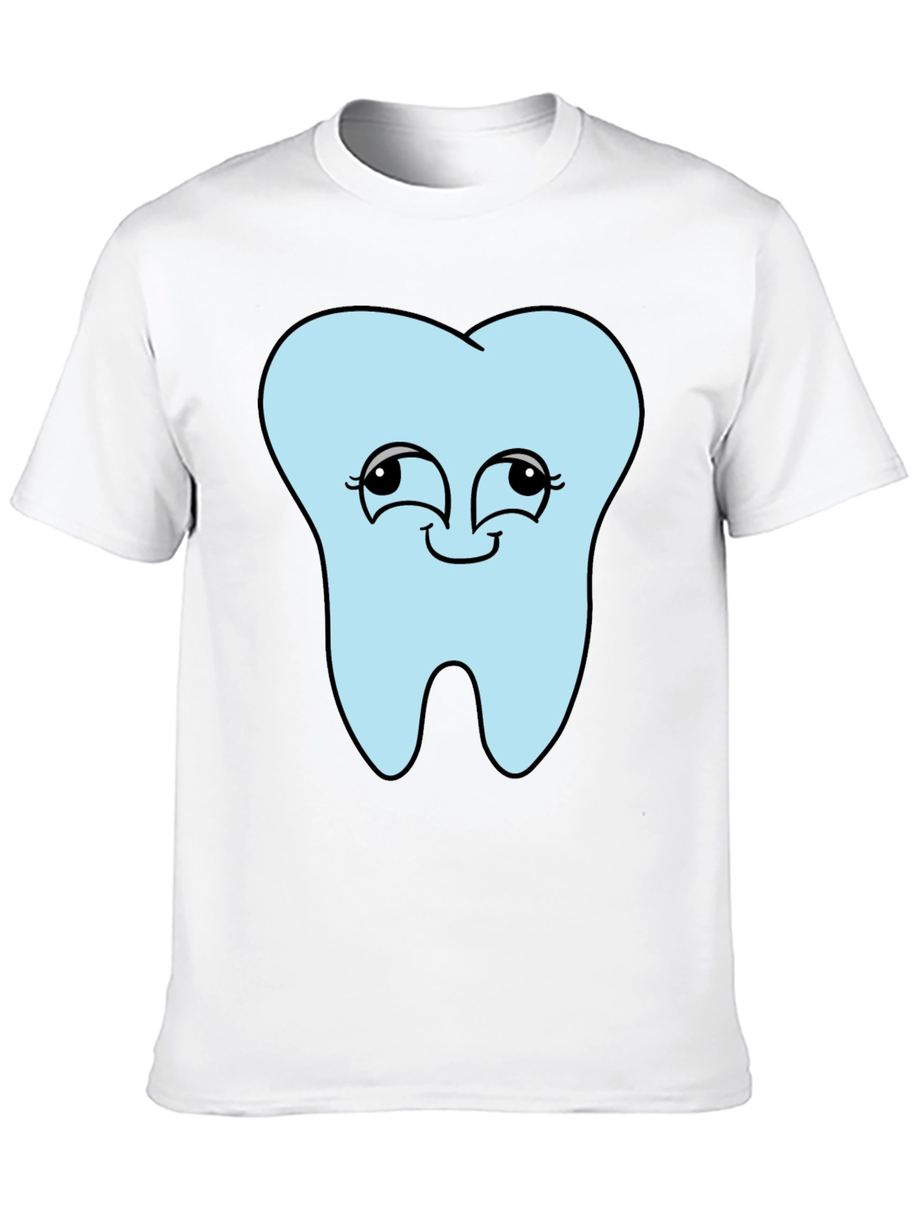 Funny Tooth Cartoon Graphic Print Black T-Shirt - 10