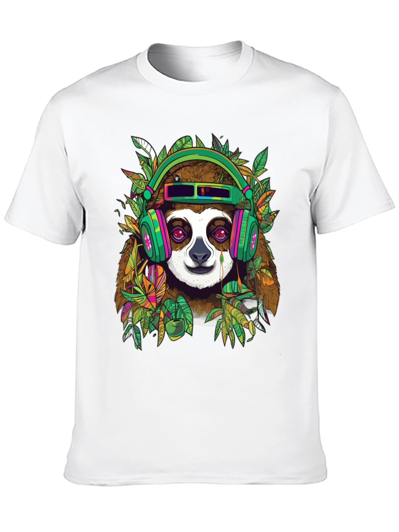 Black Sloth in Headphones Graphic Tee view 10