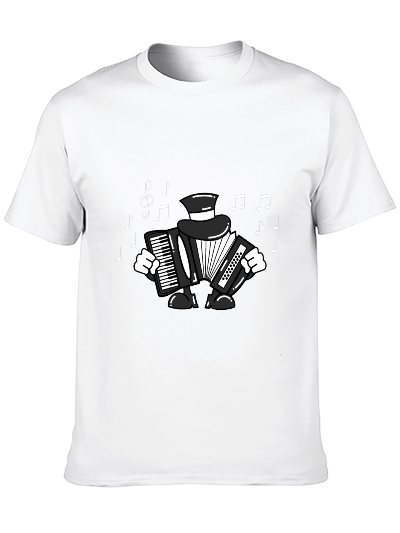 Black Accordion Player T-Shirt - Musical Design view 10