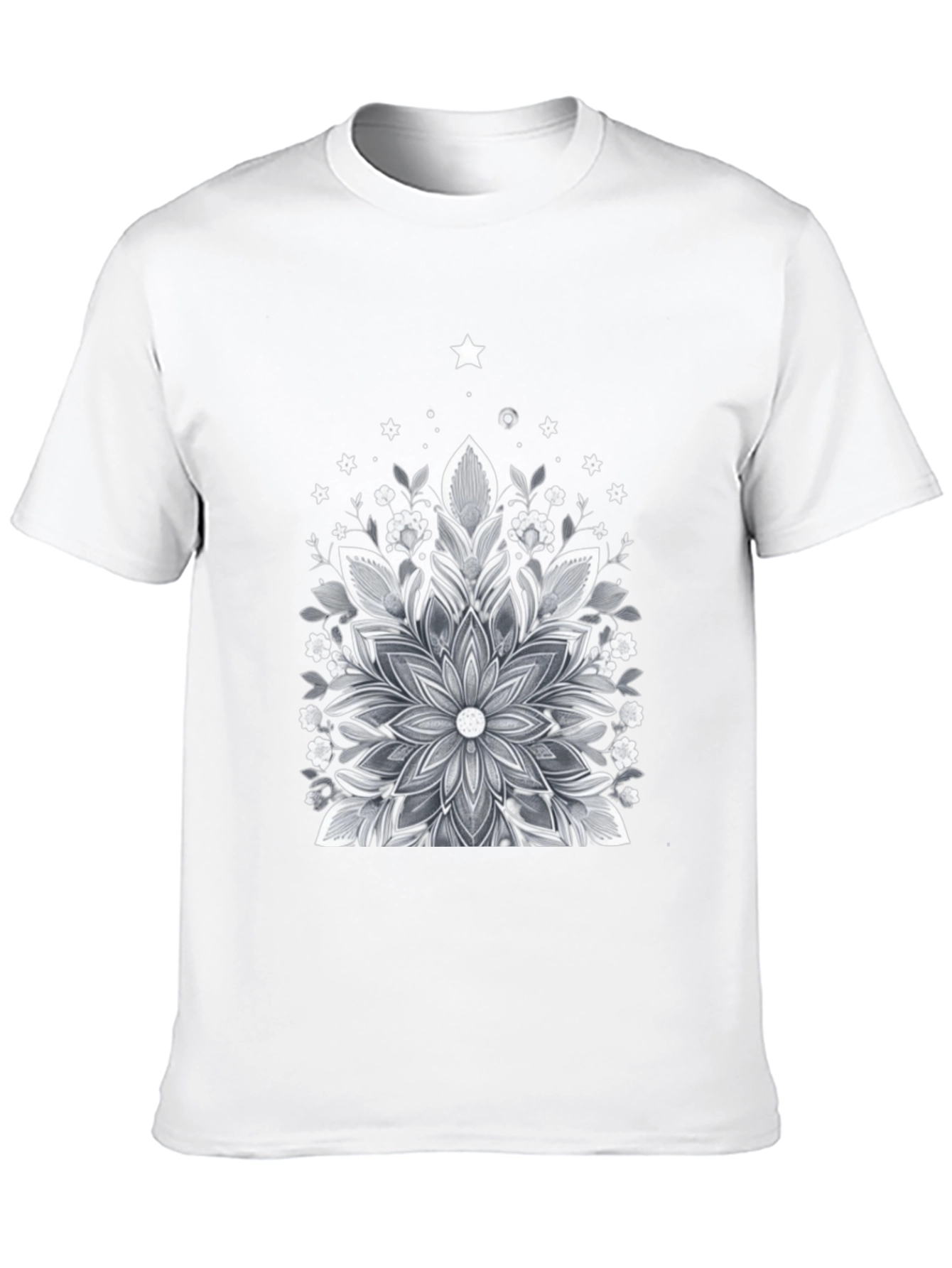 Black Floral Mandala Graphic Tee - Black Cotton Blend view 10