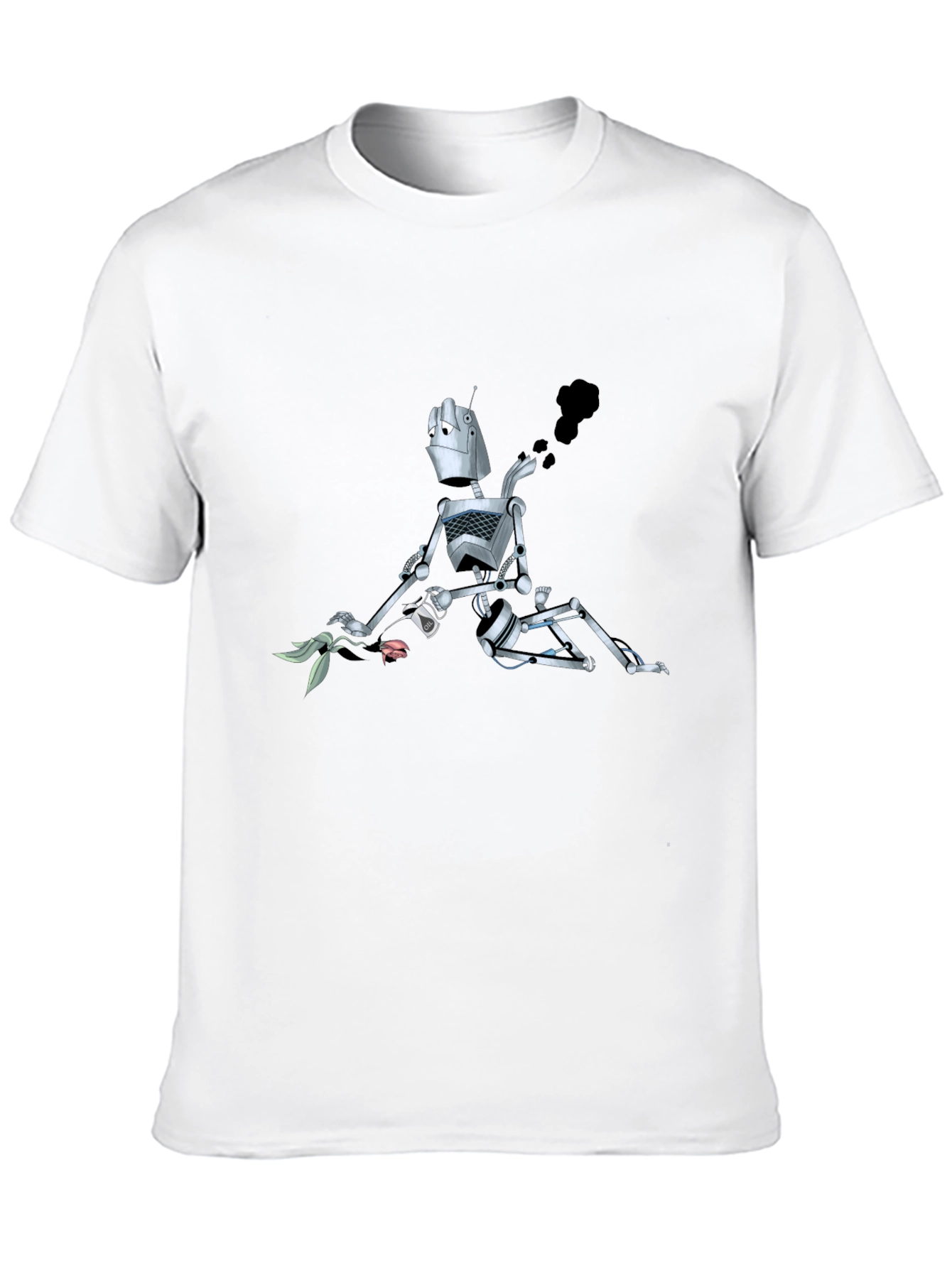 Black Robot with Flower Graphic Tee - Black view 10