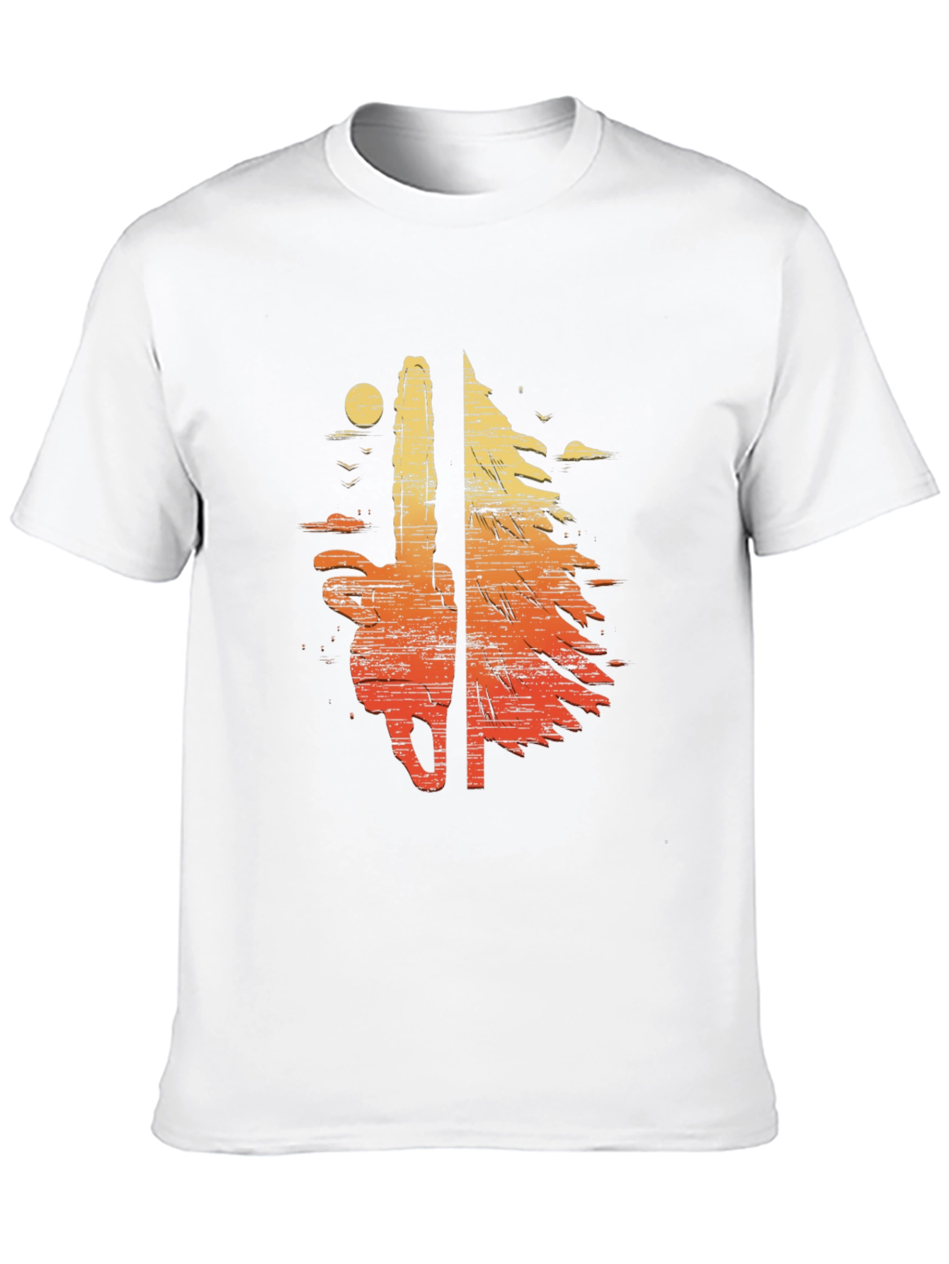 Black Chainsaw Sunset Graphic T-Shirt view 10