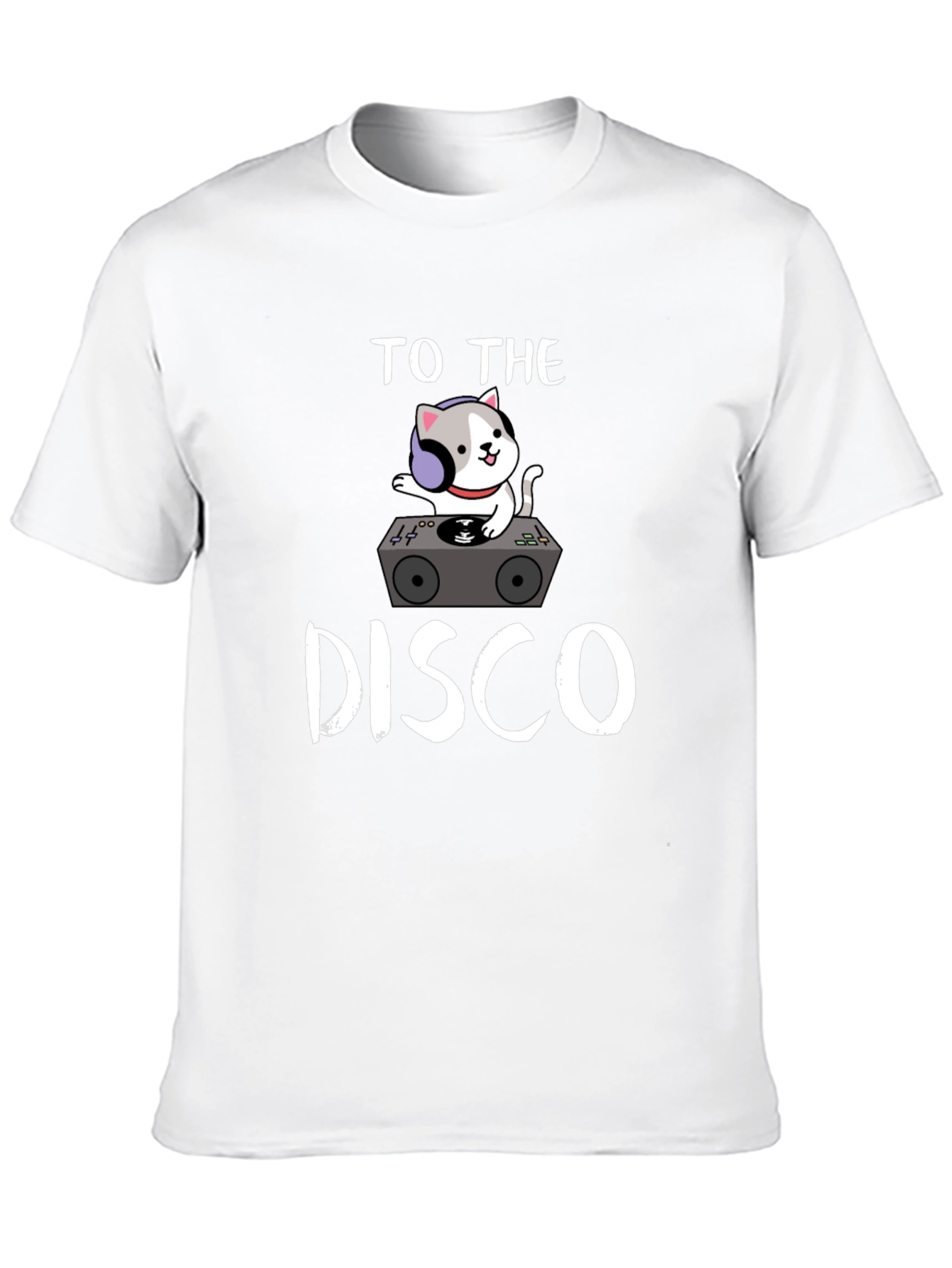 Black DJ Cat Graphic Tee - "To The Disco" Design view 10