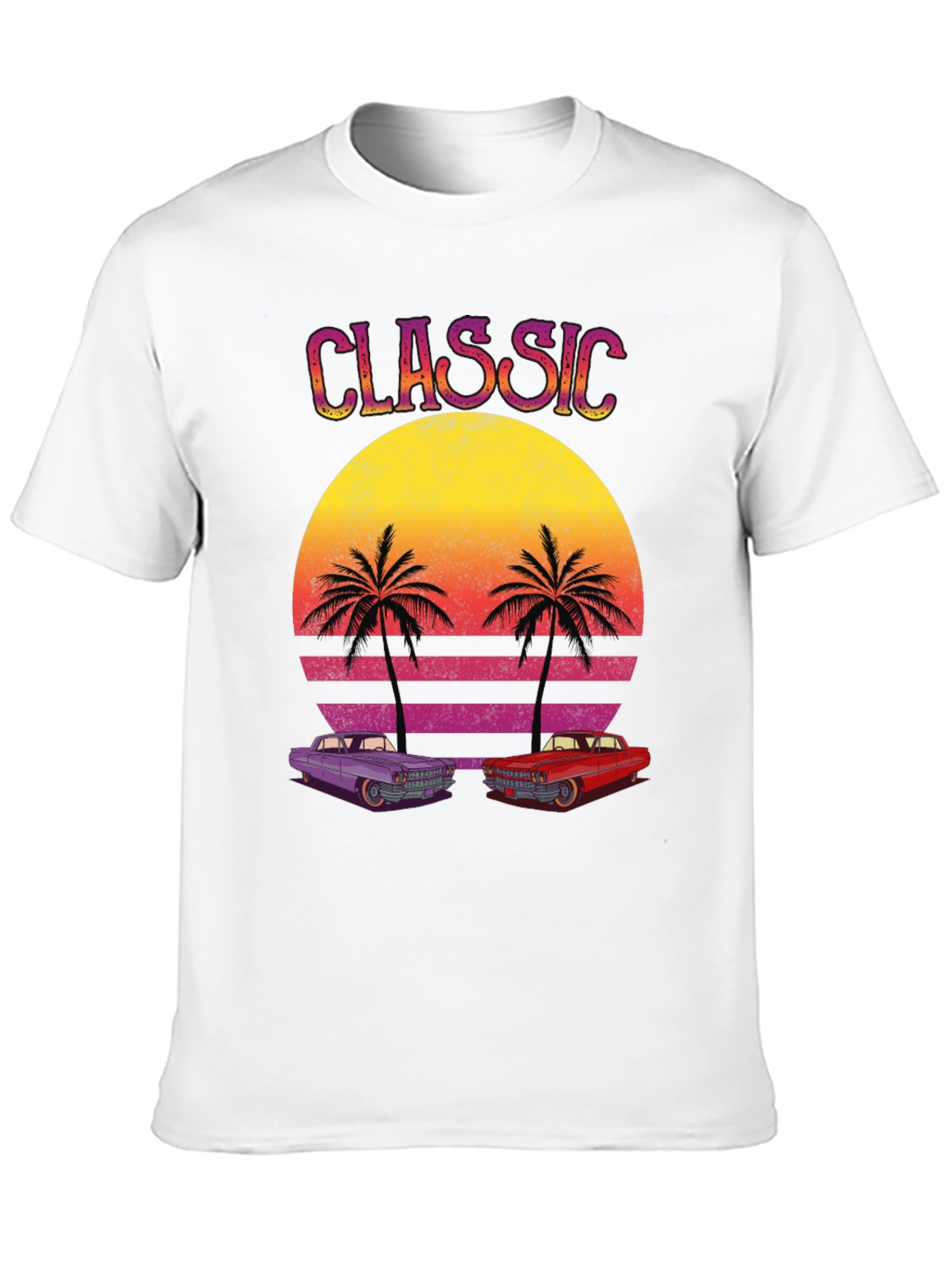 Black Classic Cars Sunset Graphic Tee view 10