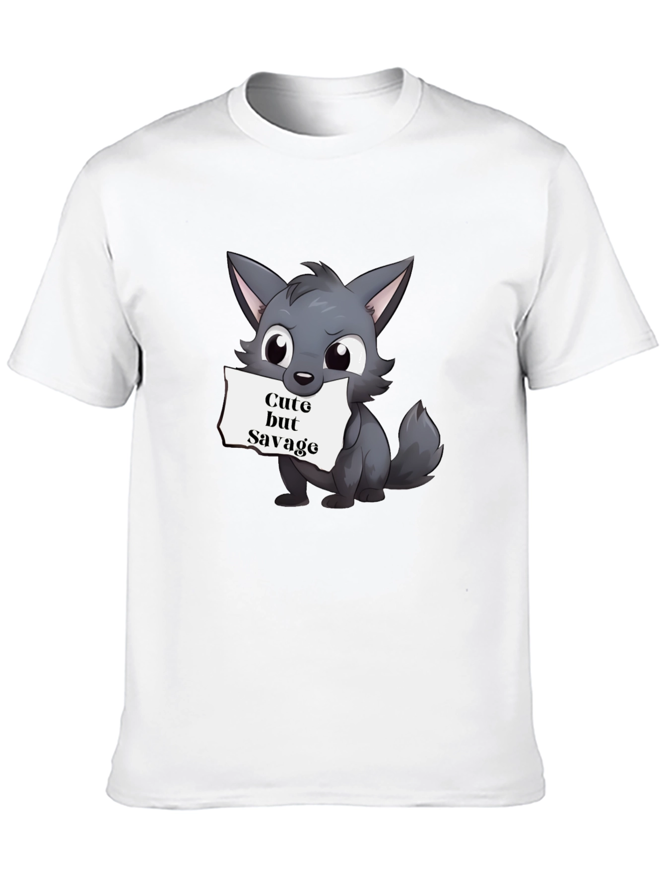 Black Cute But Savage Wolf Graphic Tee view 10