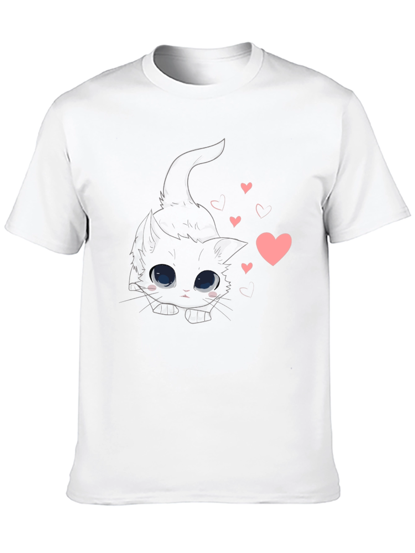 Black Cute Black Cat Tee with Hearts view 10