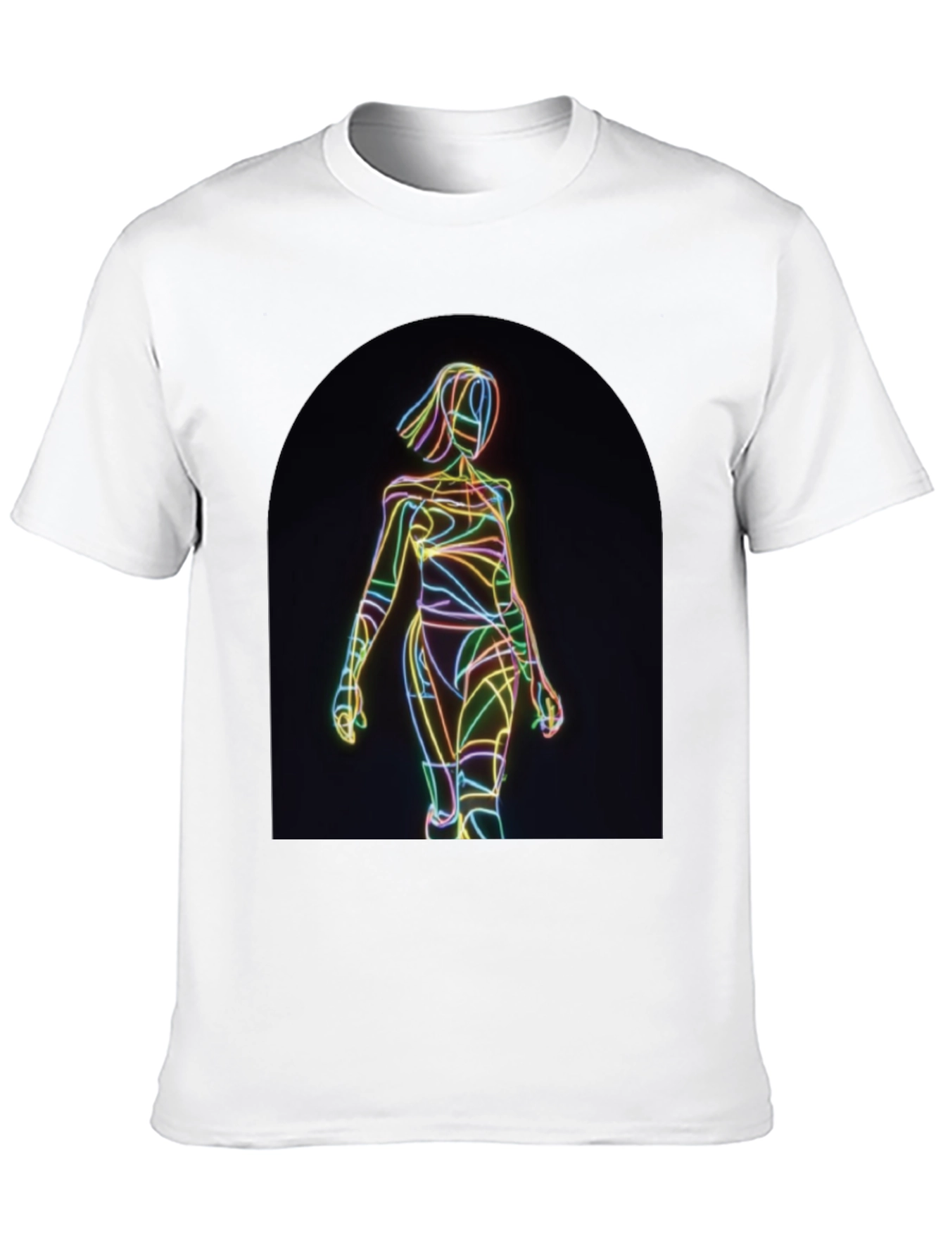 Black Neon Line Art Graphic Black T-Shirt view 10