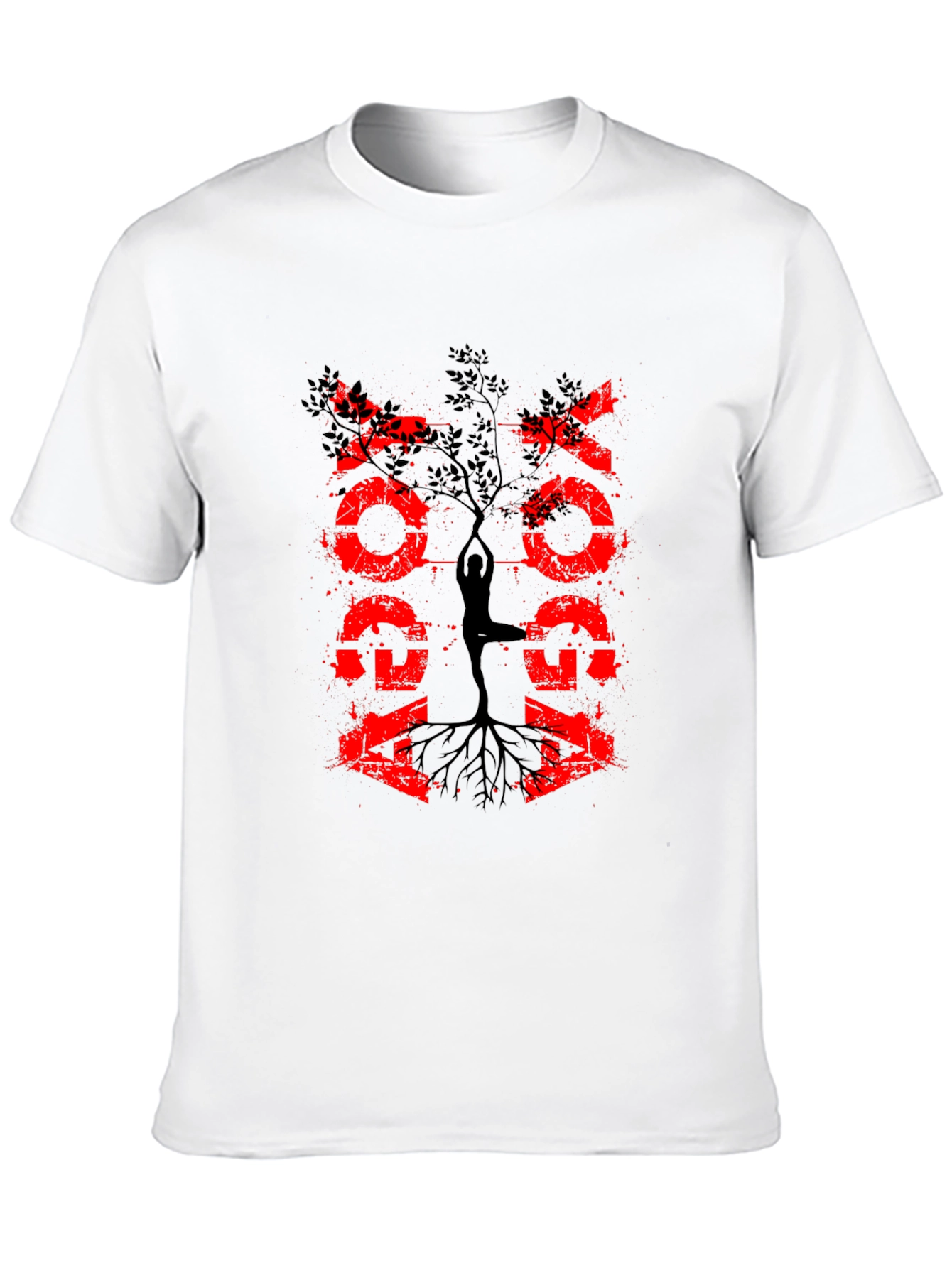 Black Yoga Tree Graphic Tee - Black Cotton Blend Shirt view 10