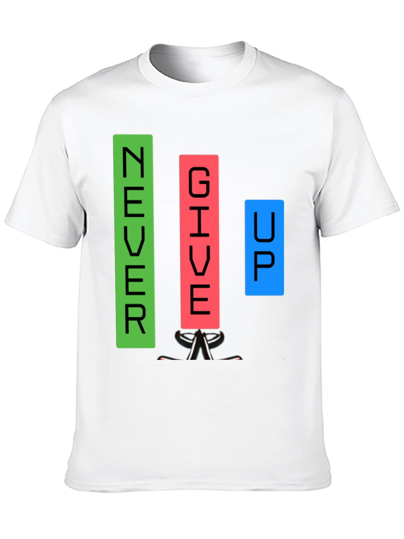 Black Never Give Up Graphic T-Shirt view 10