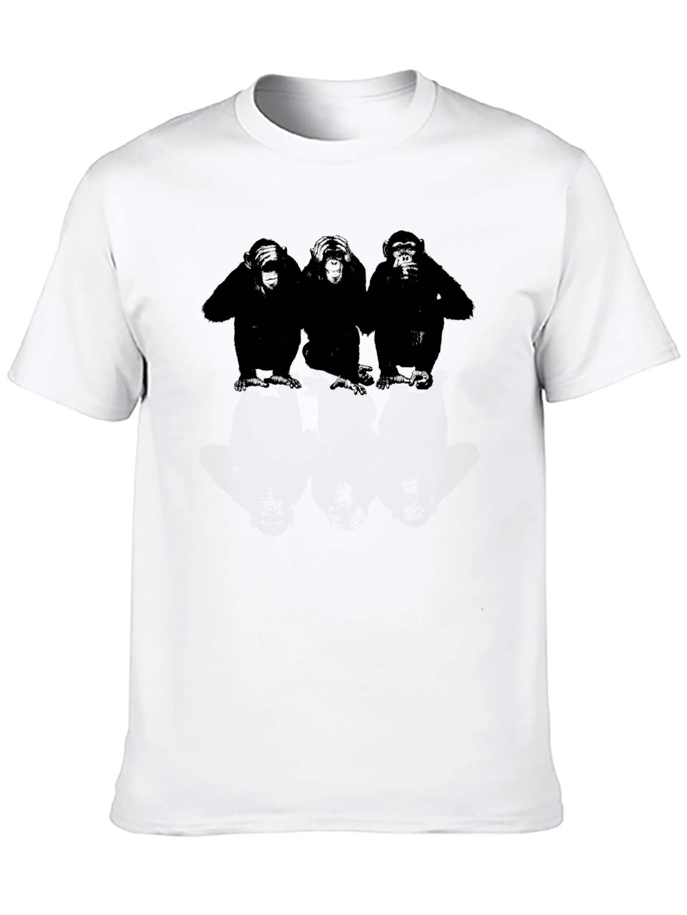 Black Hear No See No Speak No Evil Monkeys Graphic Tee view 10