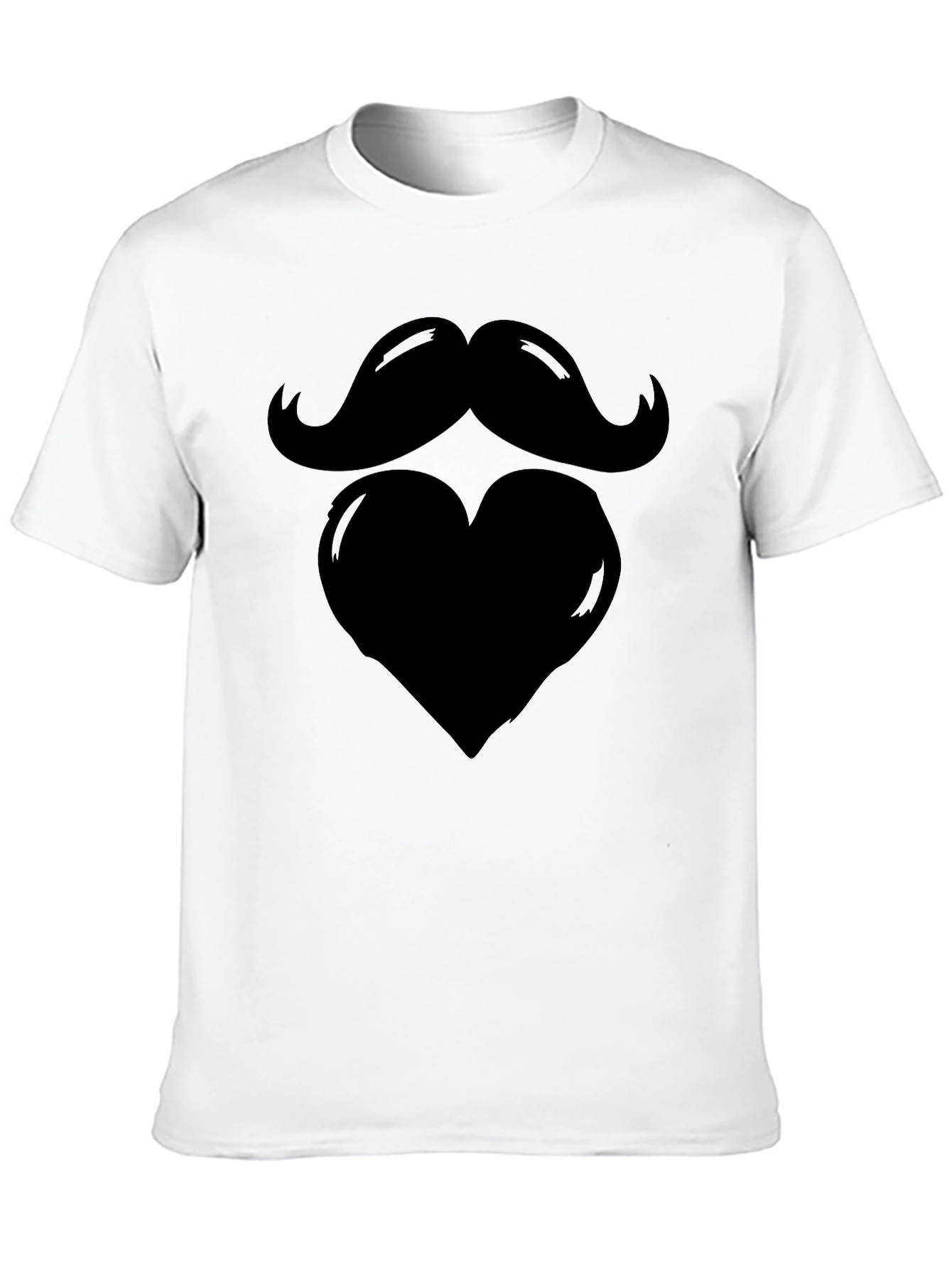 Black Mustache Heart Men's Graphic Tee - Black Cotton Blend view 10