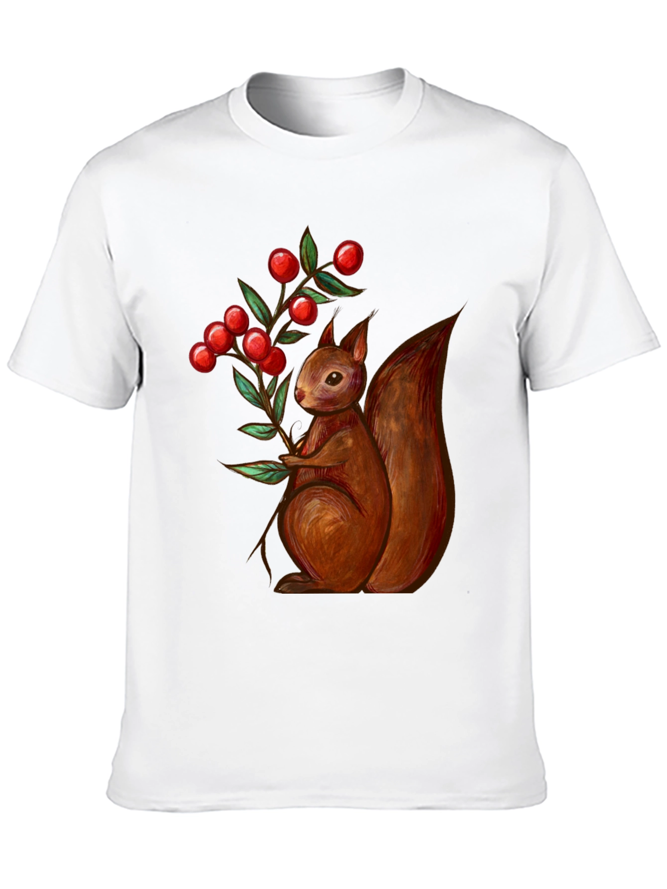 Black Squirrel & Berries Graphic Tee - Stylish Men's T-Shirt view 10