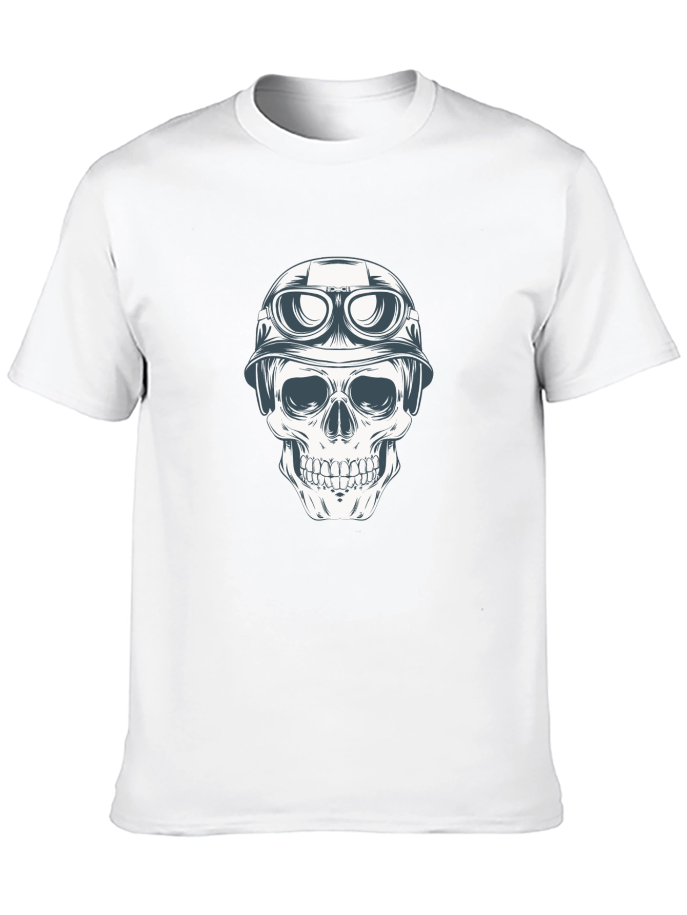 Black Skull in Helmet Graphic Tee - Black Cotton T-Shirt view 10