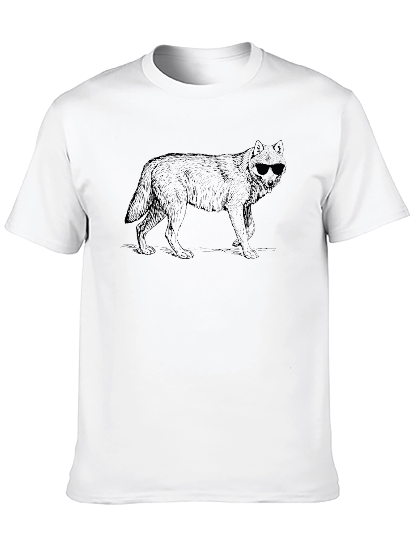 Black Cool Wolf Graphic Tee - Black Cotton T-Shirt view 10