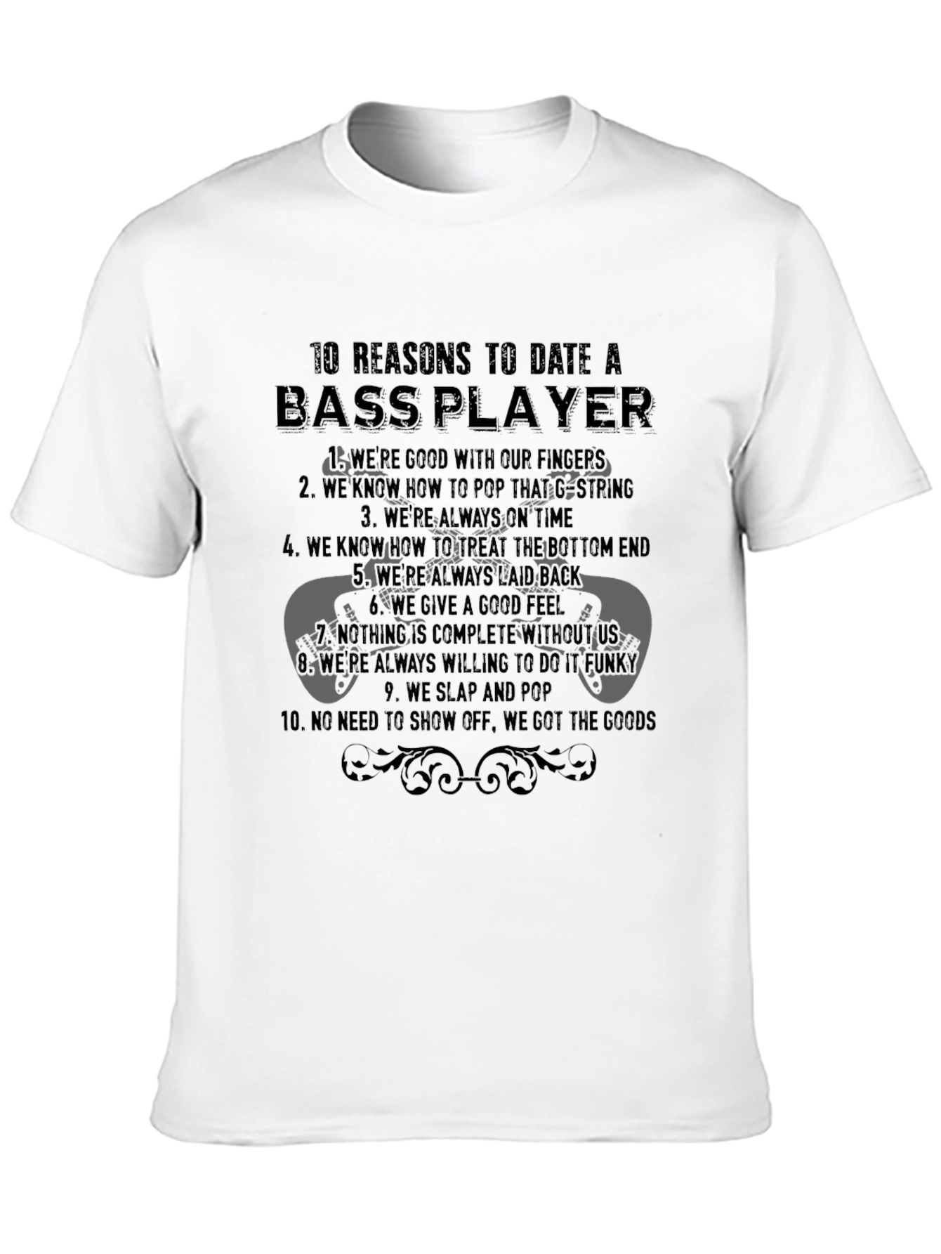 Black Bass Player Reasons T-Shirt - Music Gift view 10