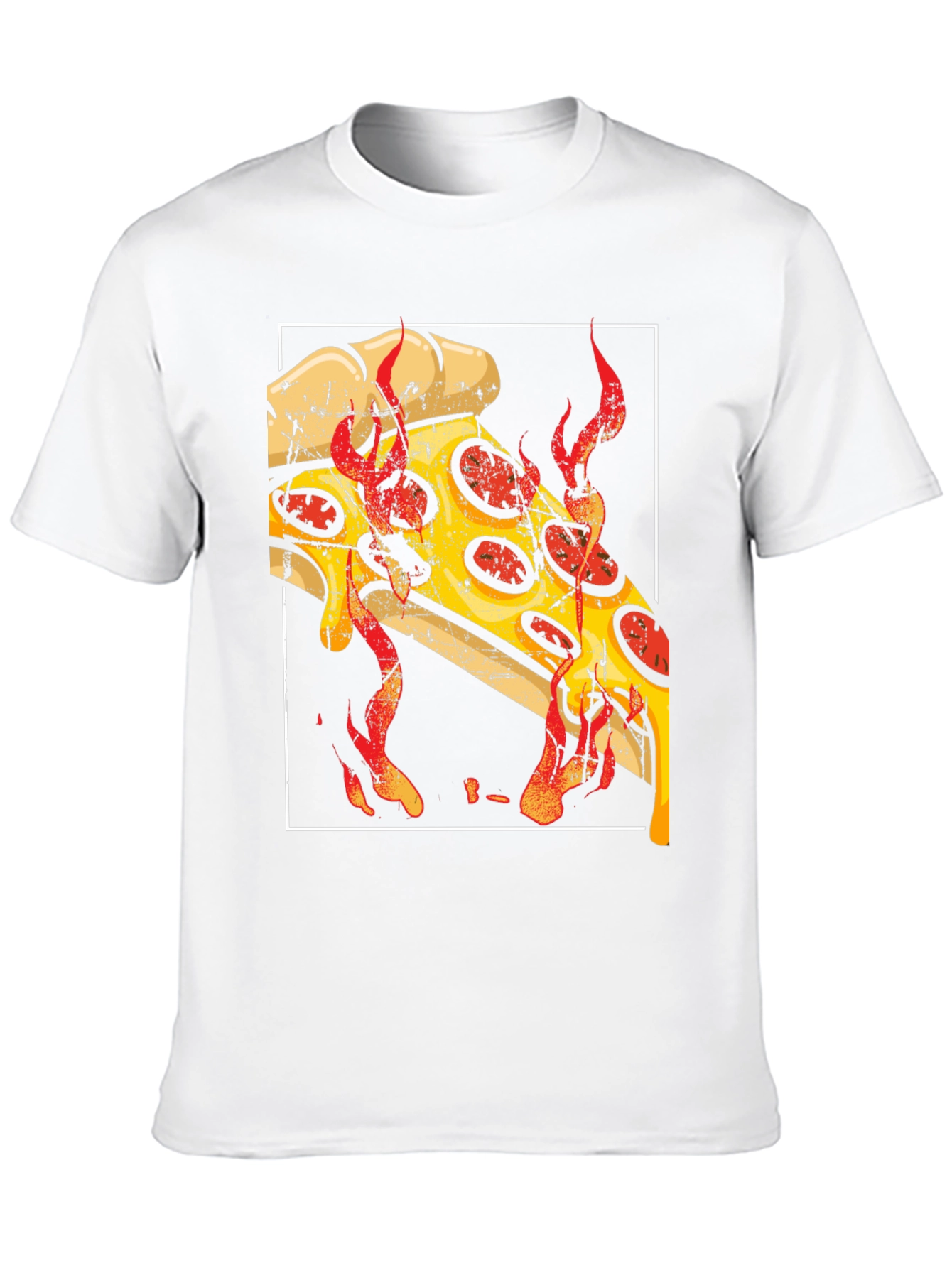 Fiery Pizza Graphic Tee - Black Cotton T-Shirt - 10