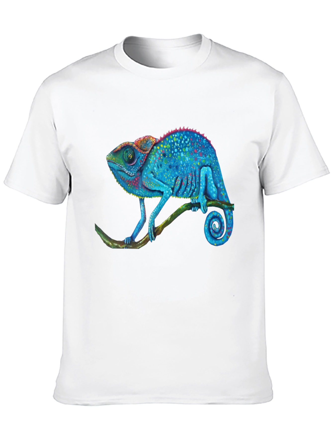 Black Blue Chameleon Graphic T-Shirt - Unique Reptile Design view 10