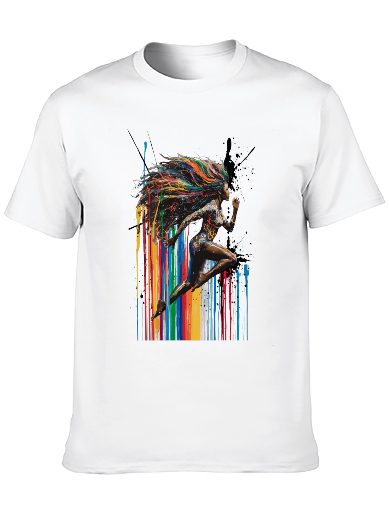 Black Colorful Runner Graphic Black T-Shirt view 10
