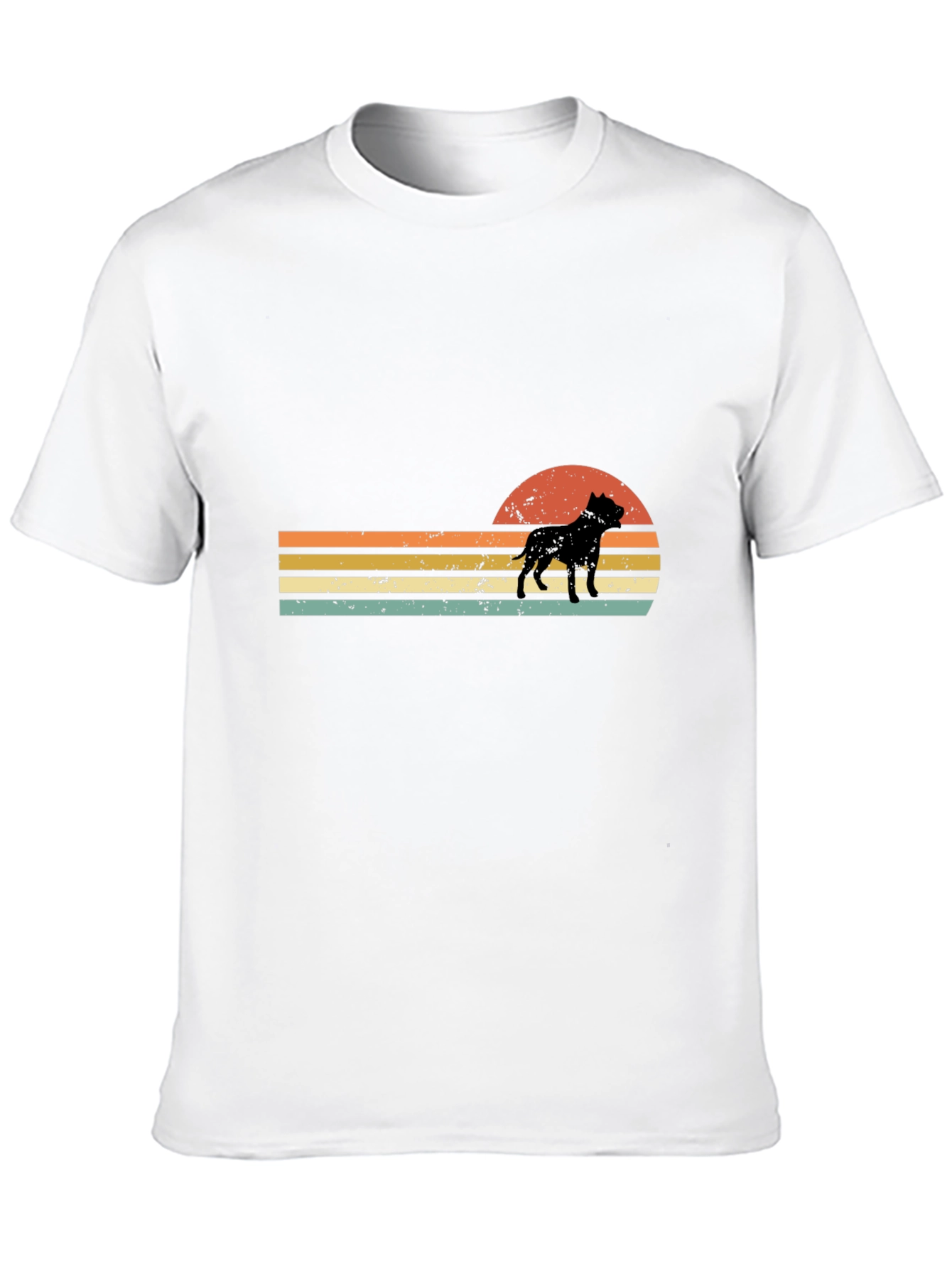 Black Retro Pitbull Sunset T-Shirt view 10