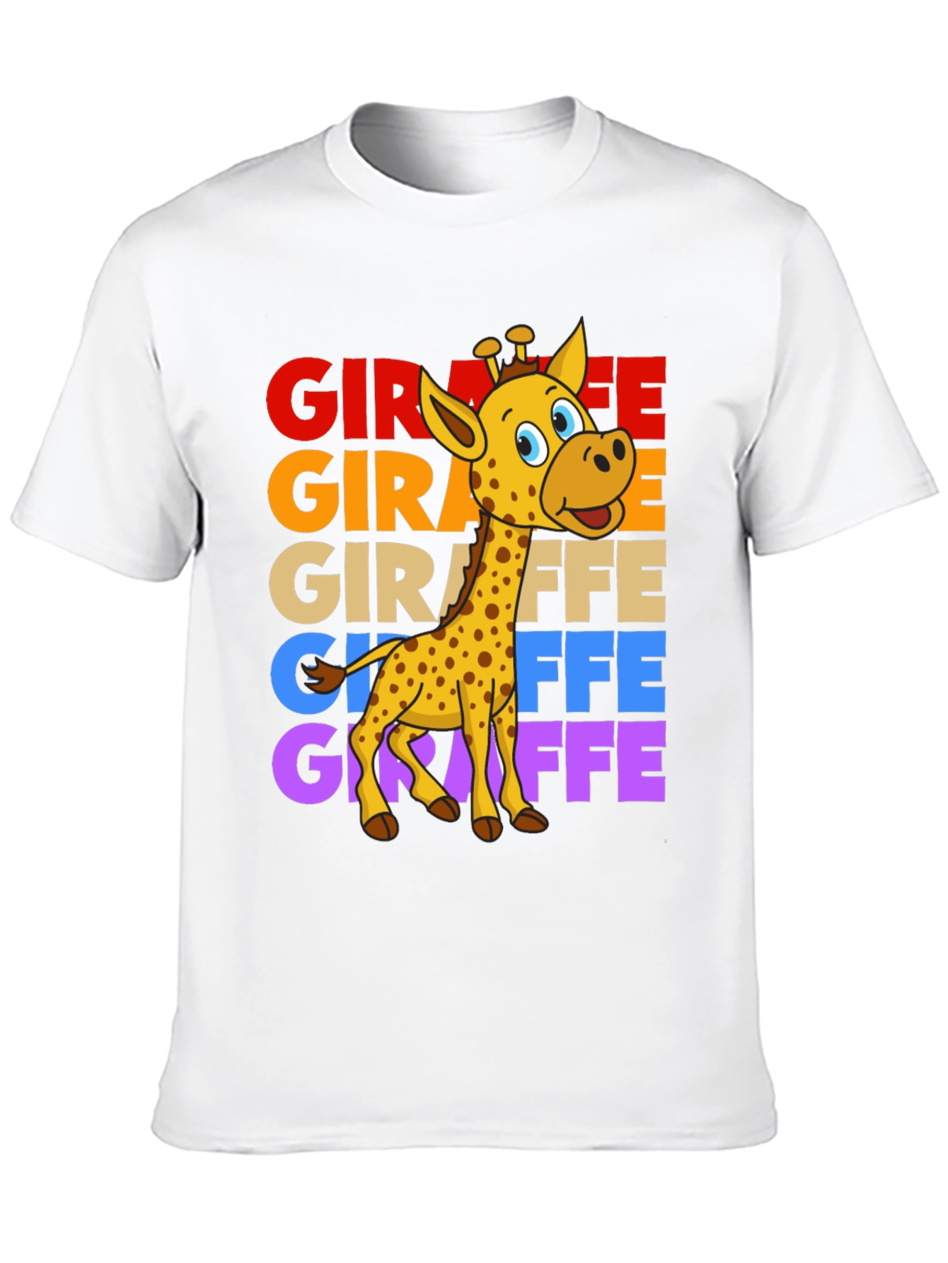 Black Giraffe Graphic Tee - Colorful Cartoon Giraffe Design view 10
