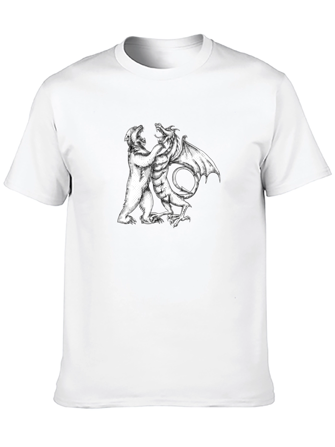 Black Bear vs Dragon Graphic Tee - Black Cotton Blend view 10