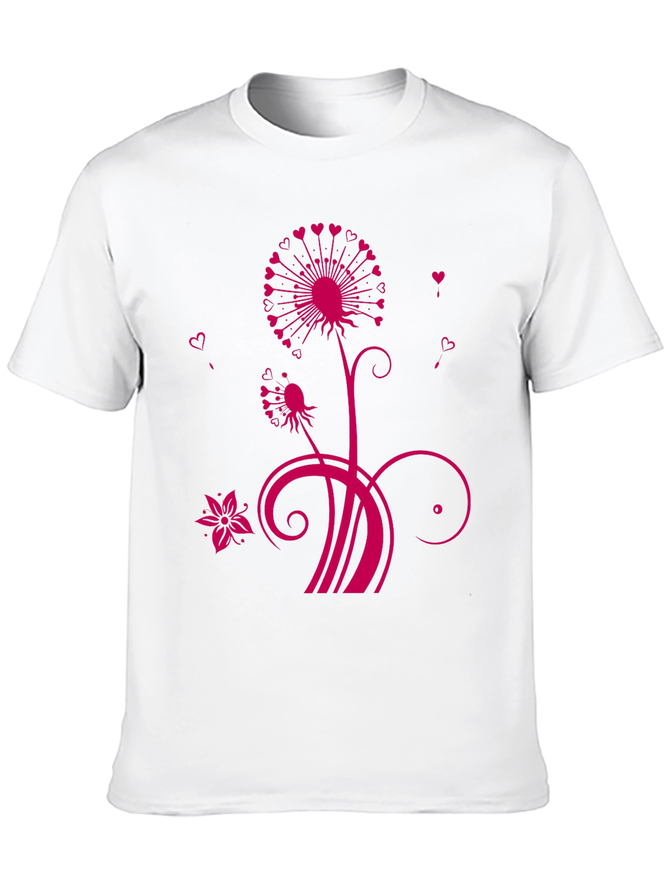 Black Floral Heart Dandelion Graphic Tee - Black view 10