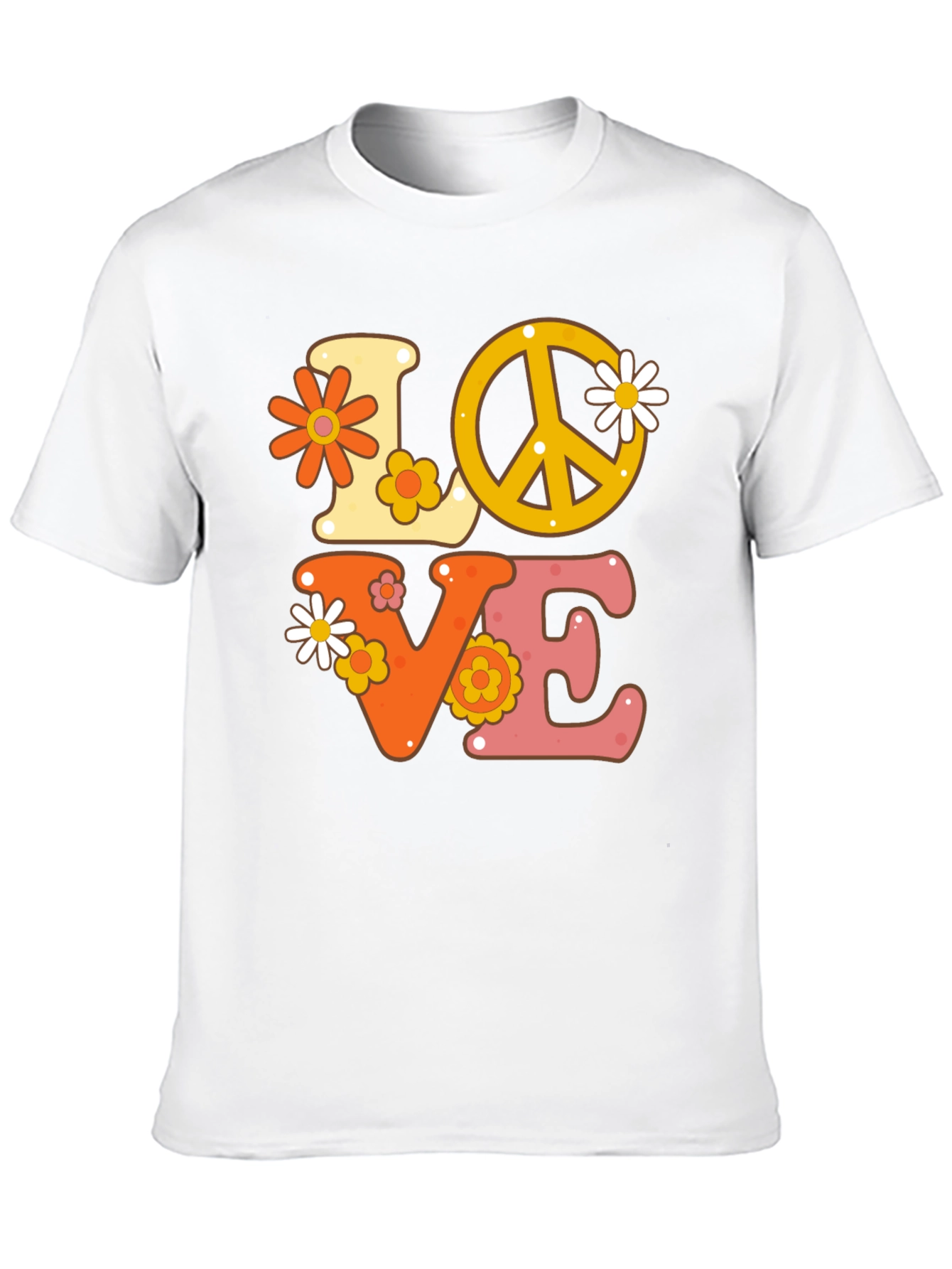 Black Retro Love Peace Sign Graphic Tee view 10