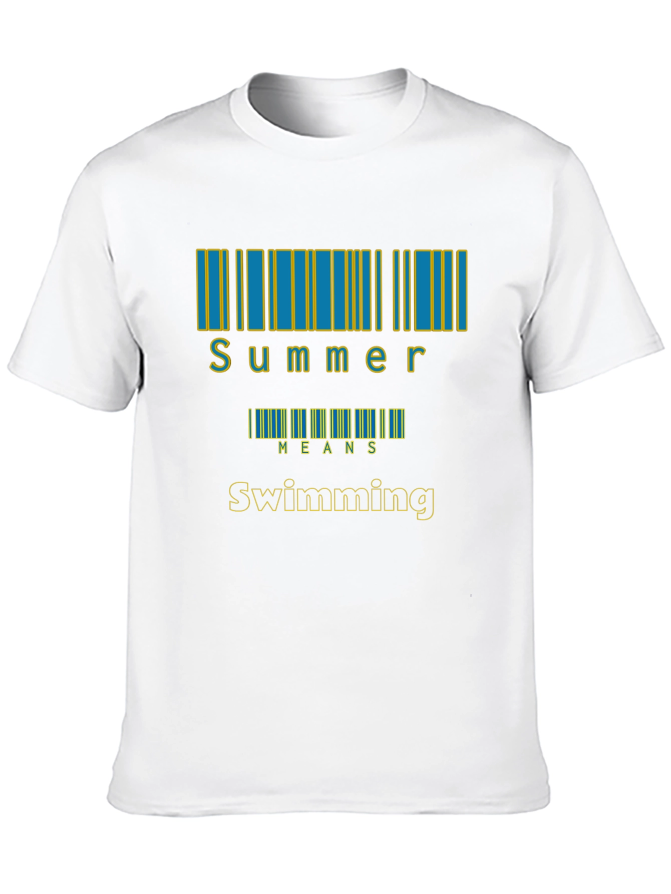 Black Summer Swimming T-Shirt, Barcode Design view 10