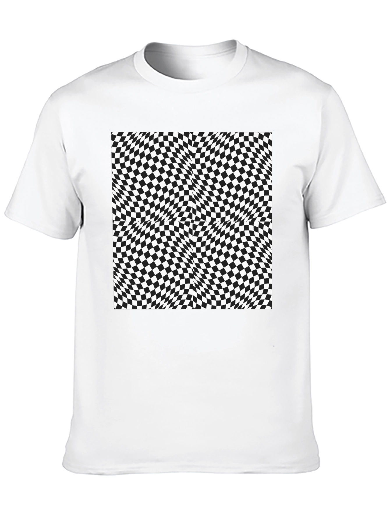 Black Optical Illusion Checkerboard Tee view 10