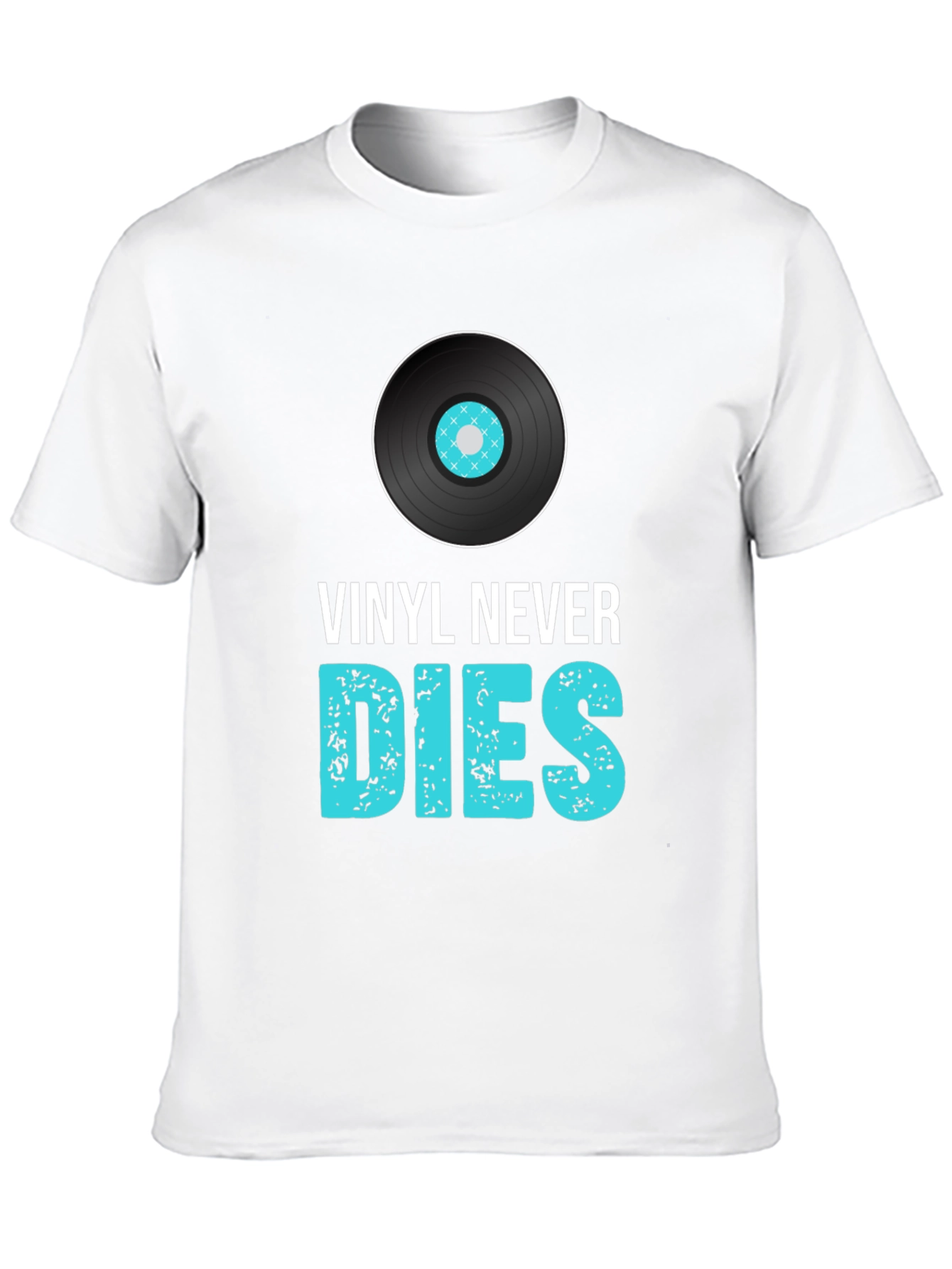 Black Vinyl Never Dies Graphic Tee - Music Lover T-Shirt view 10