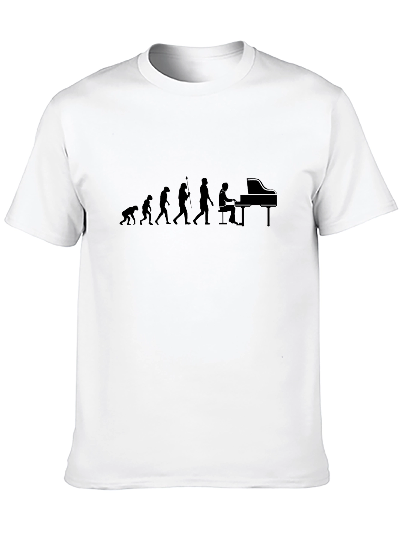 Black Evolution of Music T-Shirt - Piano Player view 10