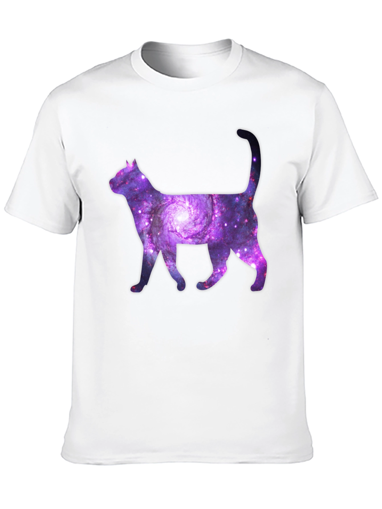 Black Galaxy Cat Graphic Tee - Trendy Space Design view 10