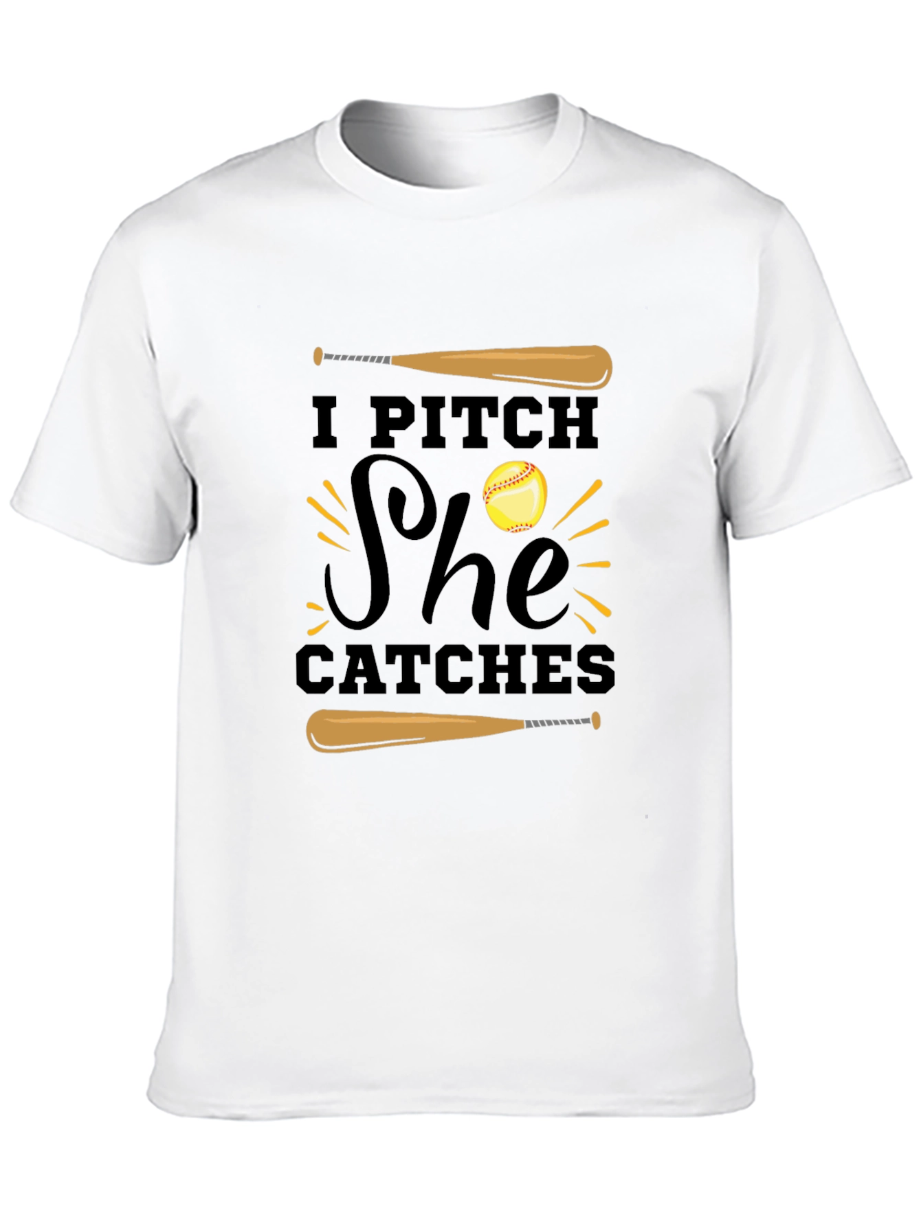 I Pitch She Catches Graphic T-Shirt - 10