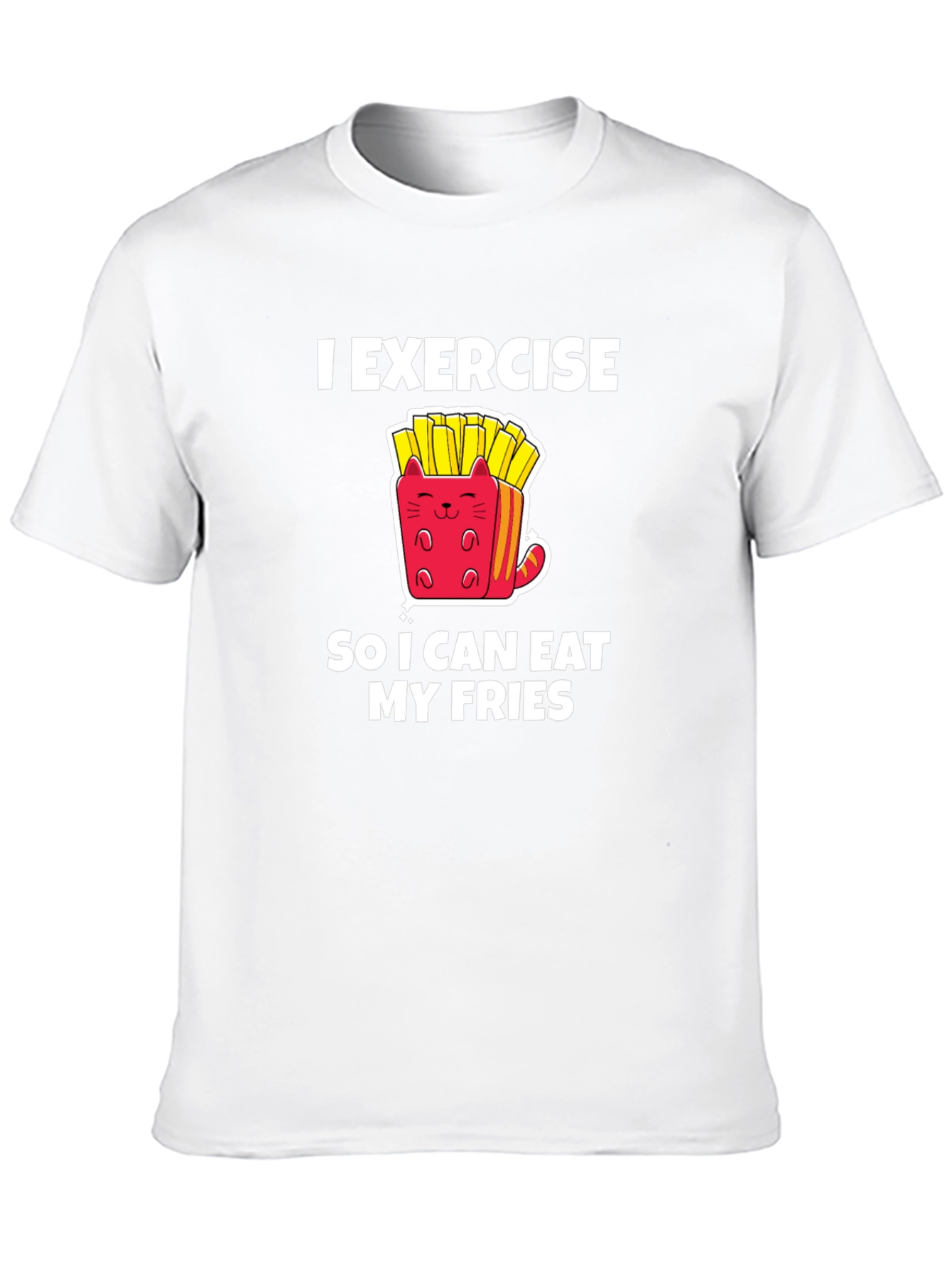 Black Exercise Eat Fries Black T-Shirt view 10