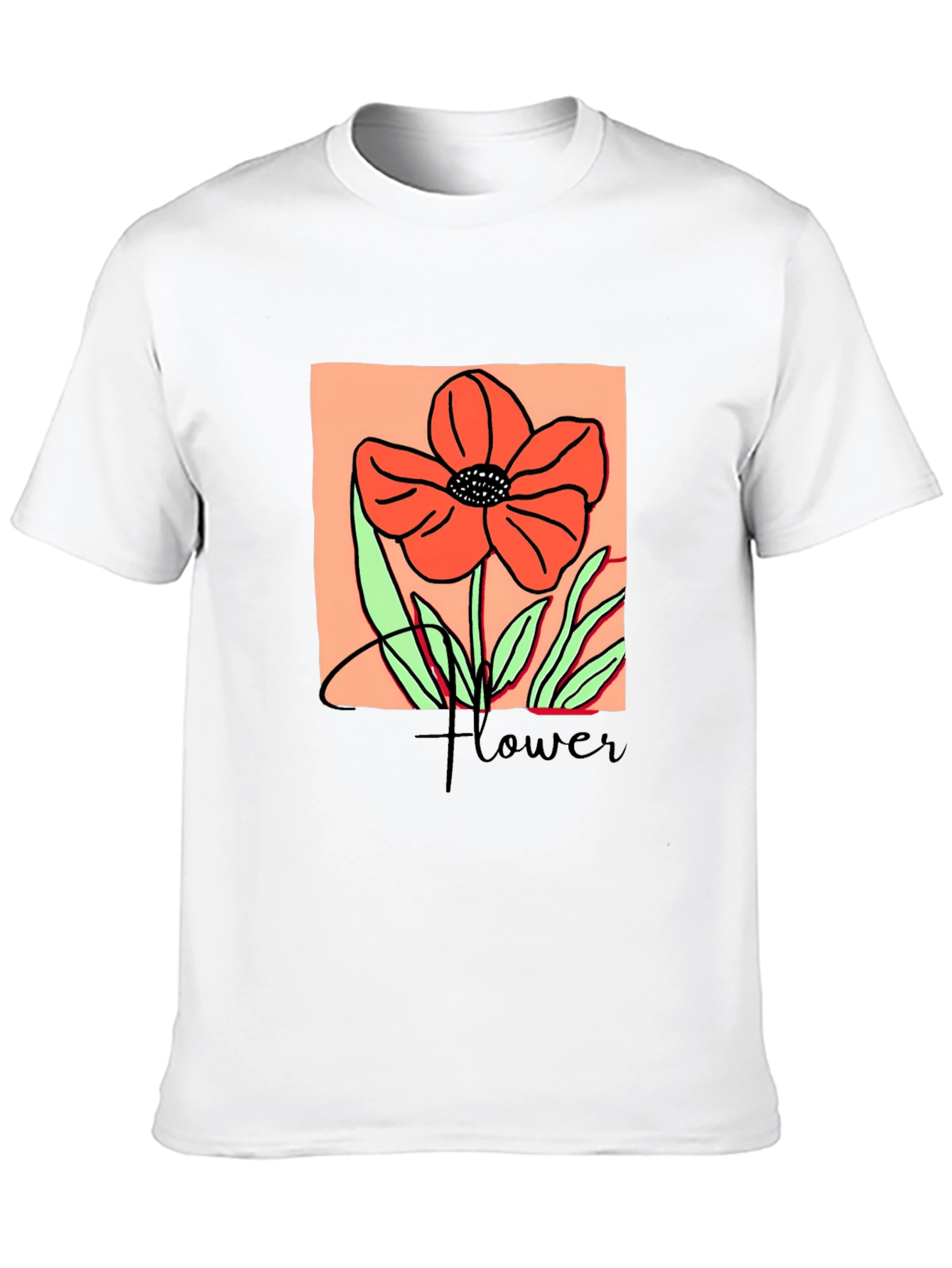 Black Floral Graphic T-Shirt - Artistic Flower Design view 10