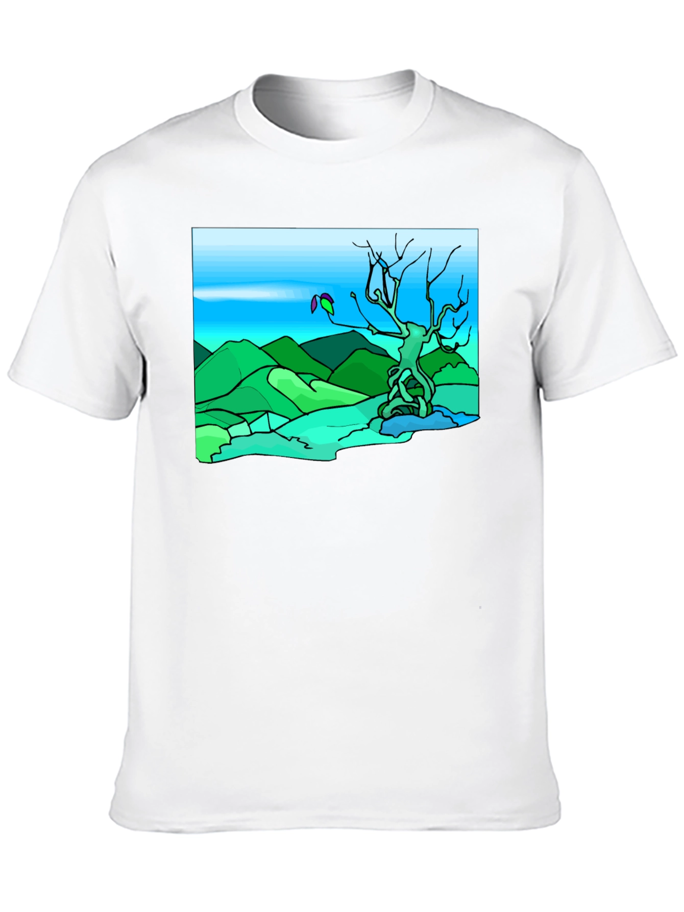 Black Artsy Nature Scene Black T-Shirt view 10