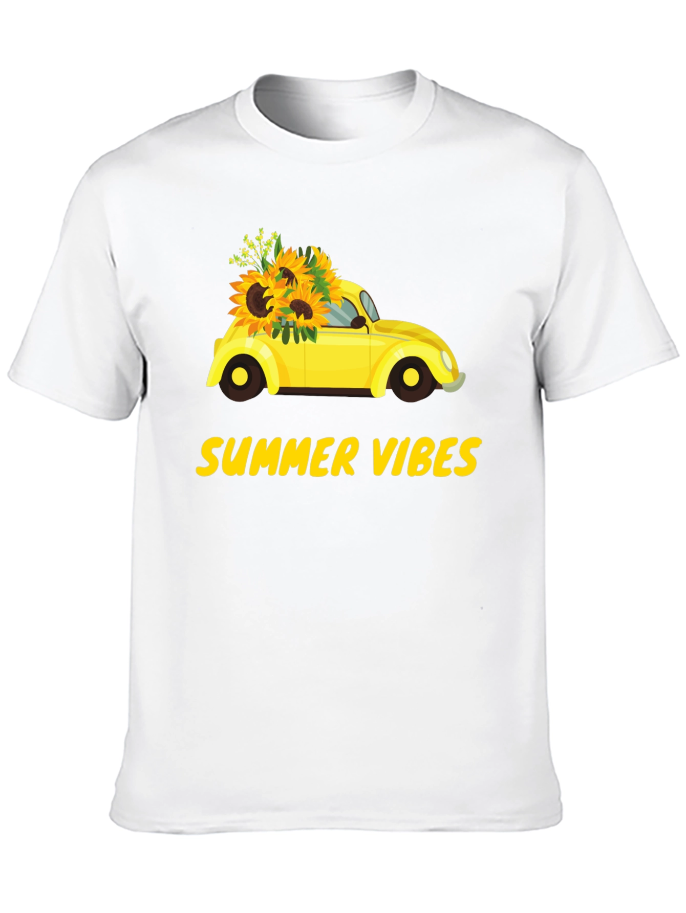 Black Summer Vibes Sunflower Car Graphic T-Shirt view 10