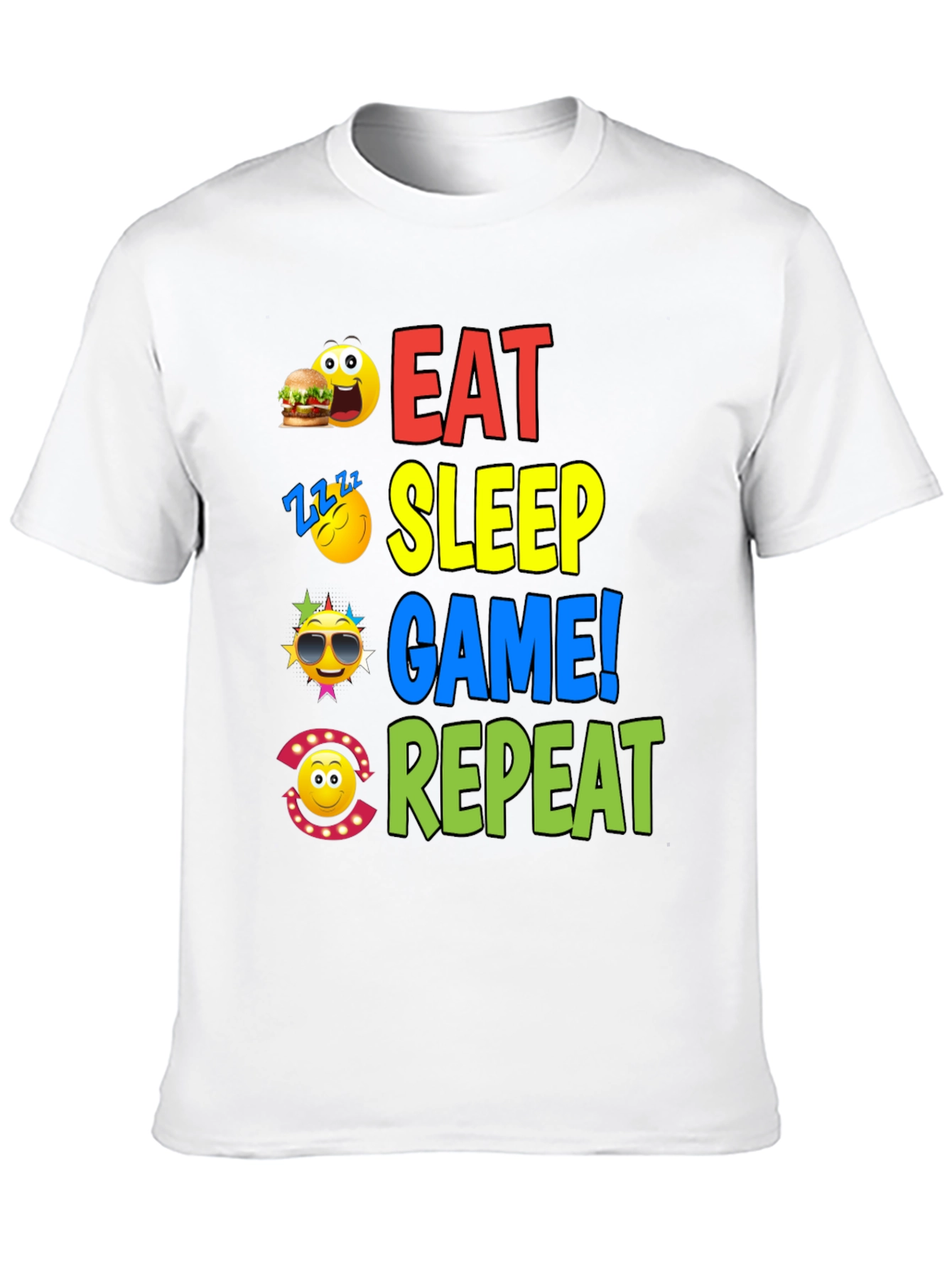 Black Eat Sleep Game Repeat Graphic T-Shirt view 10