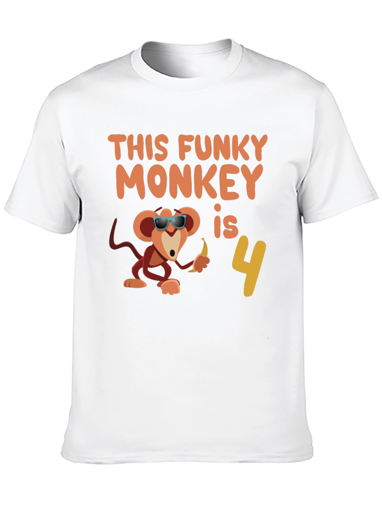 Black Funky Monkey Birthday T-Shirt: 4th Birthday Apparel view 10