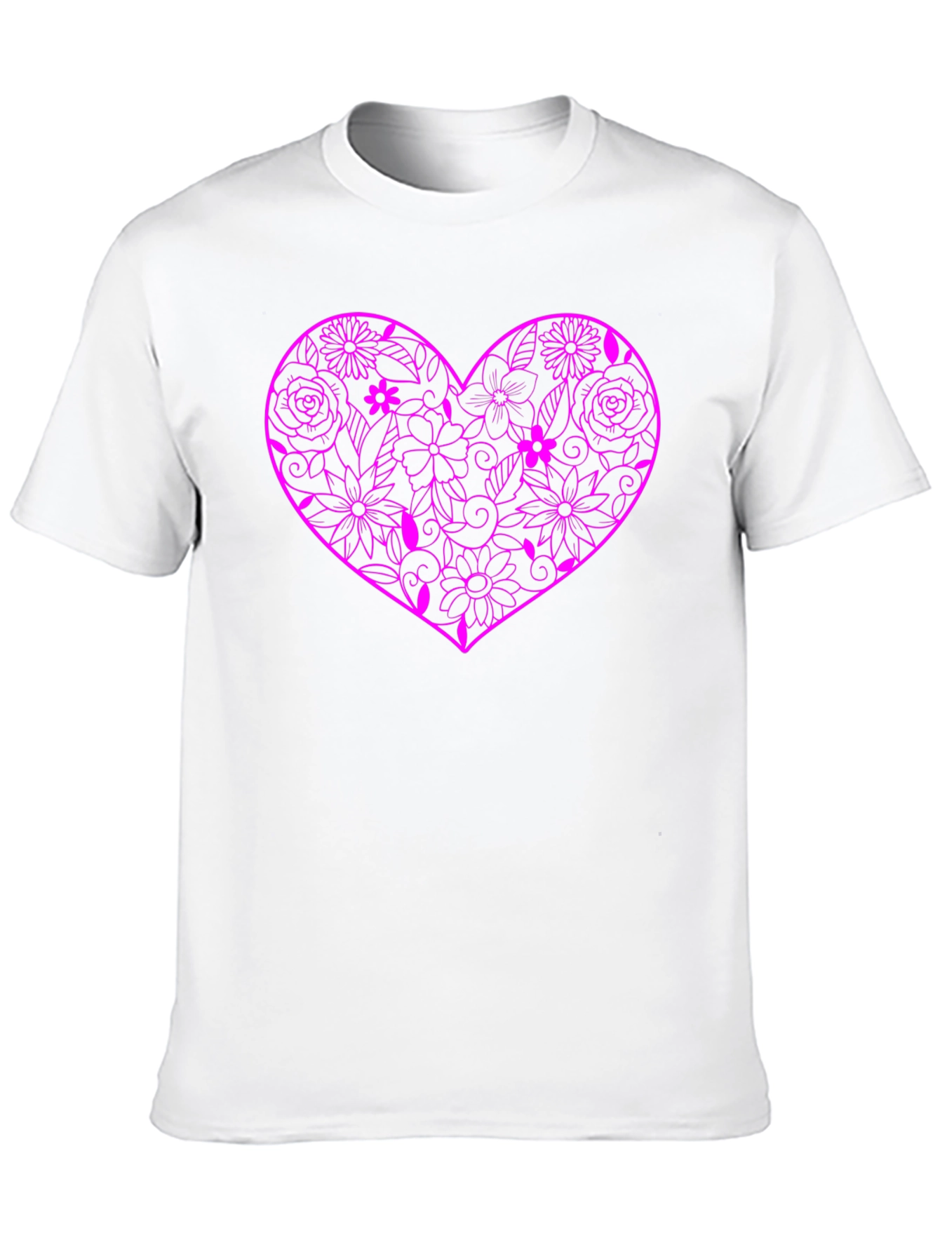 Floral Heart Graphic Black T-Shirt - 10